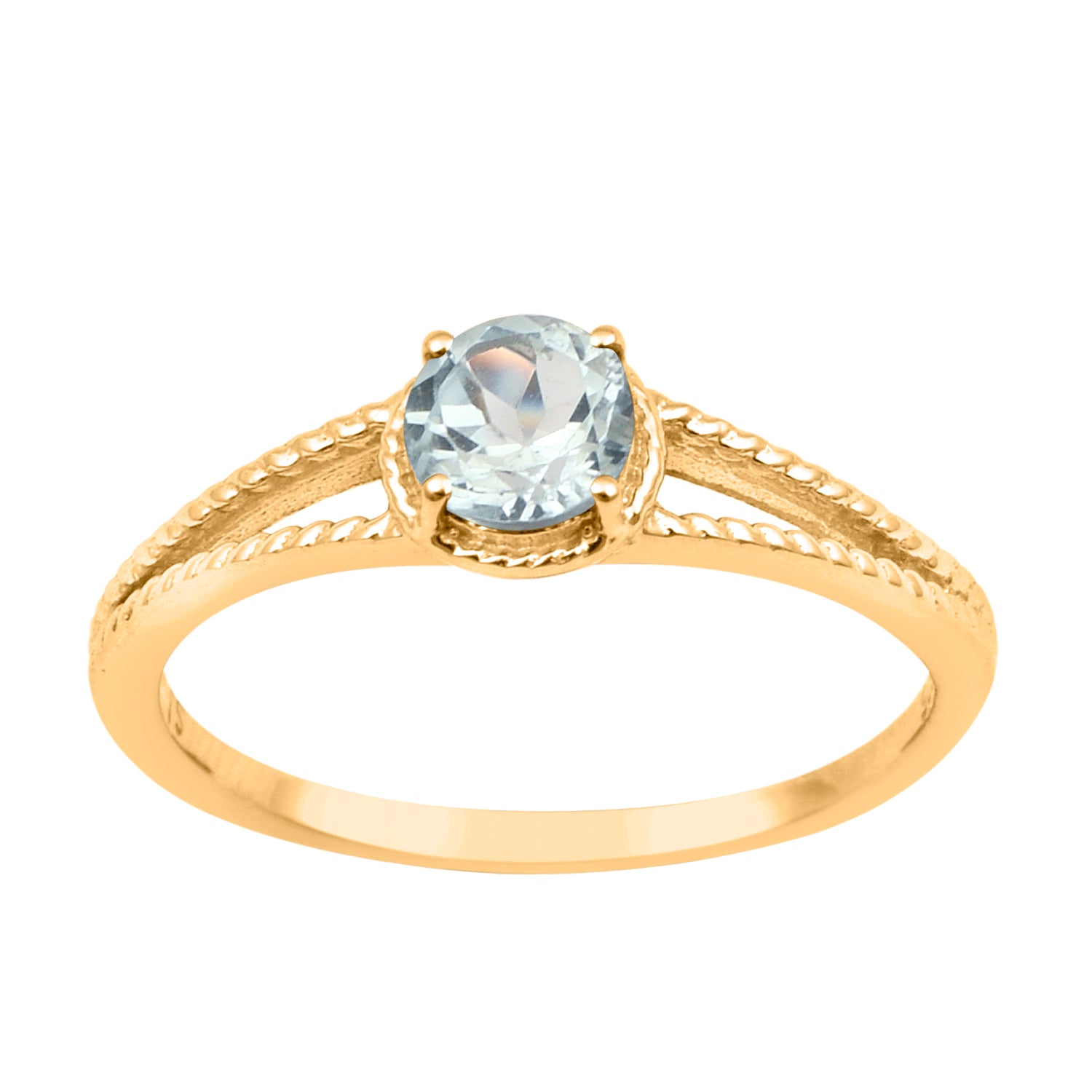 Blue Topaz Split Shank Ring -Sterling Silver