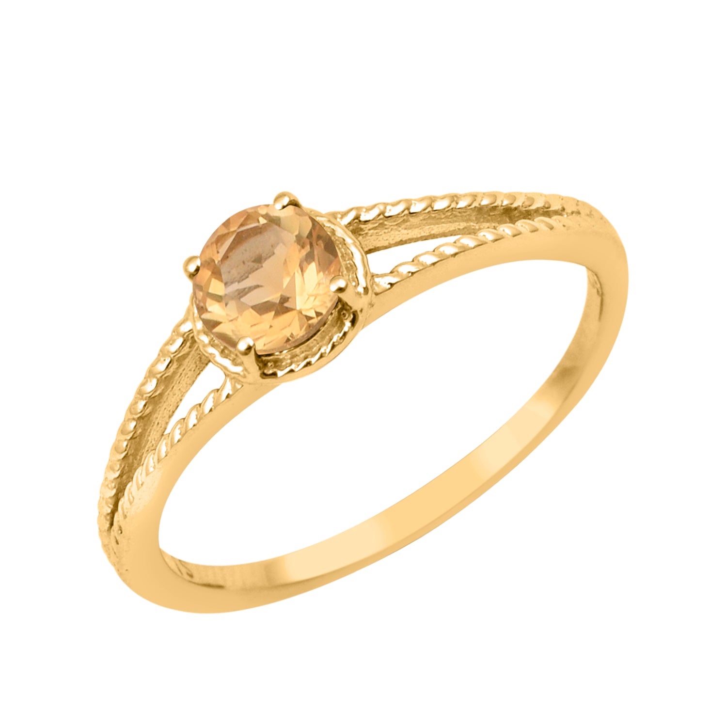 Citrine Split Shank Ring -Sterling Silver