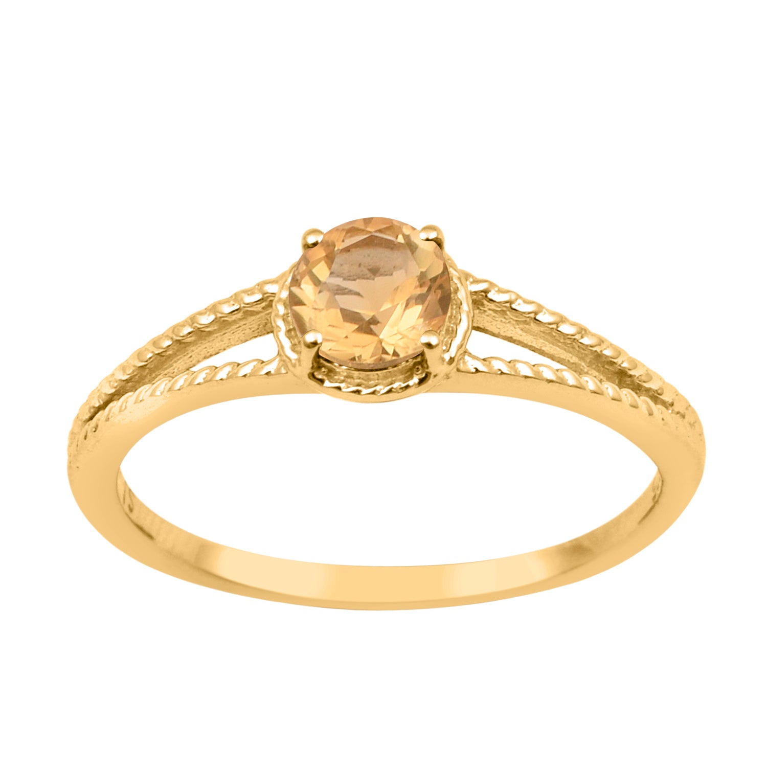Citrine Split Shank Ring -Sterling Silver