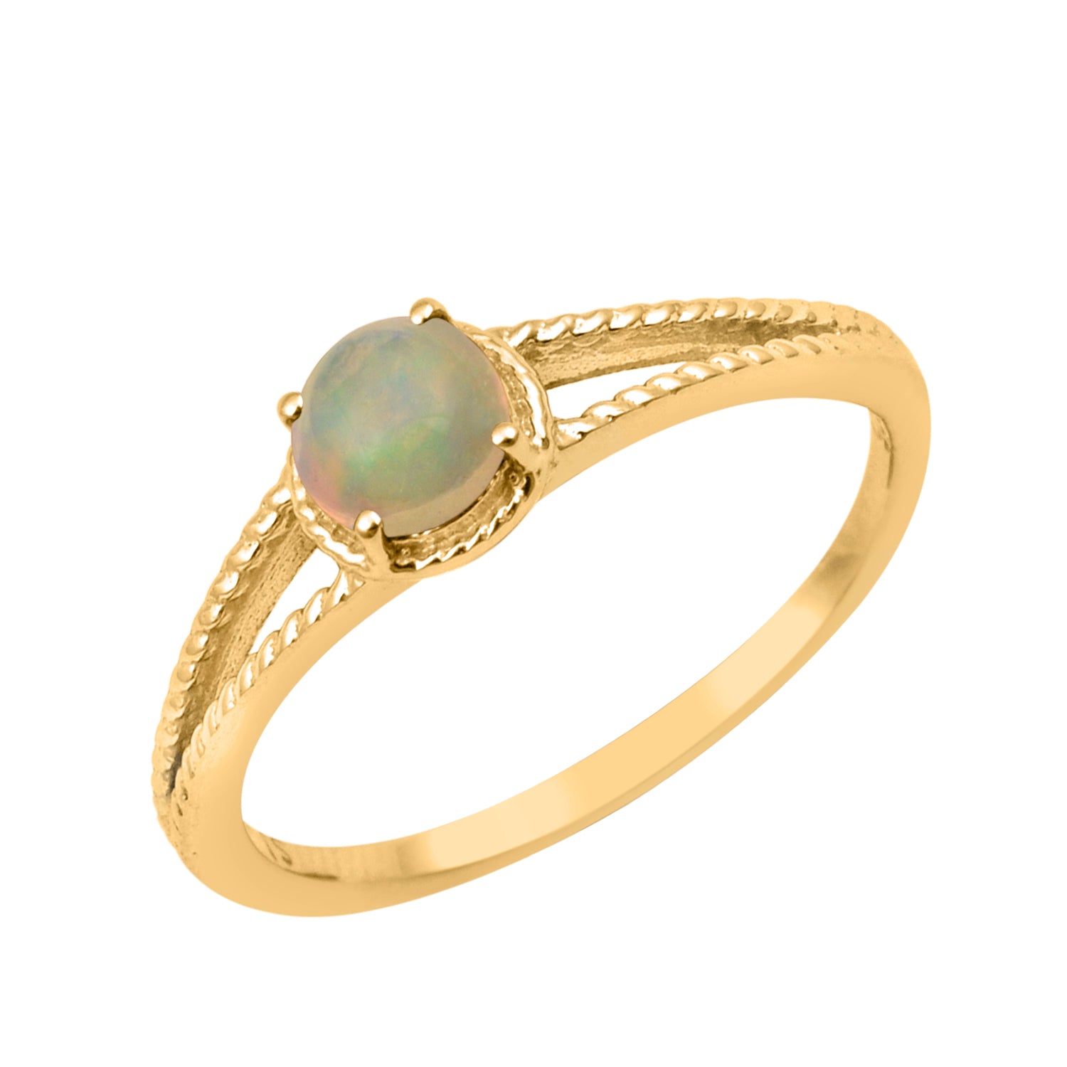 Opal Split Shank Ring -Sterling Silver