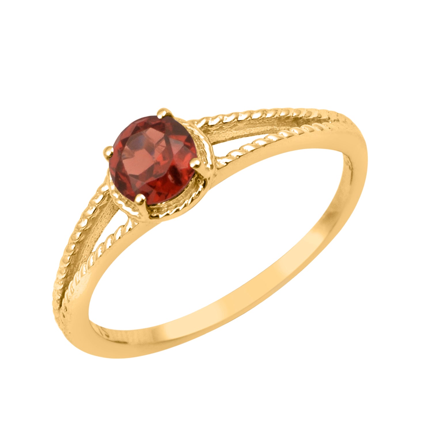 Garnet Split Shank Ring -Sterling Silver