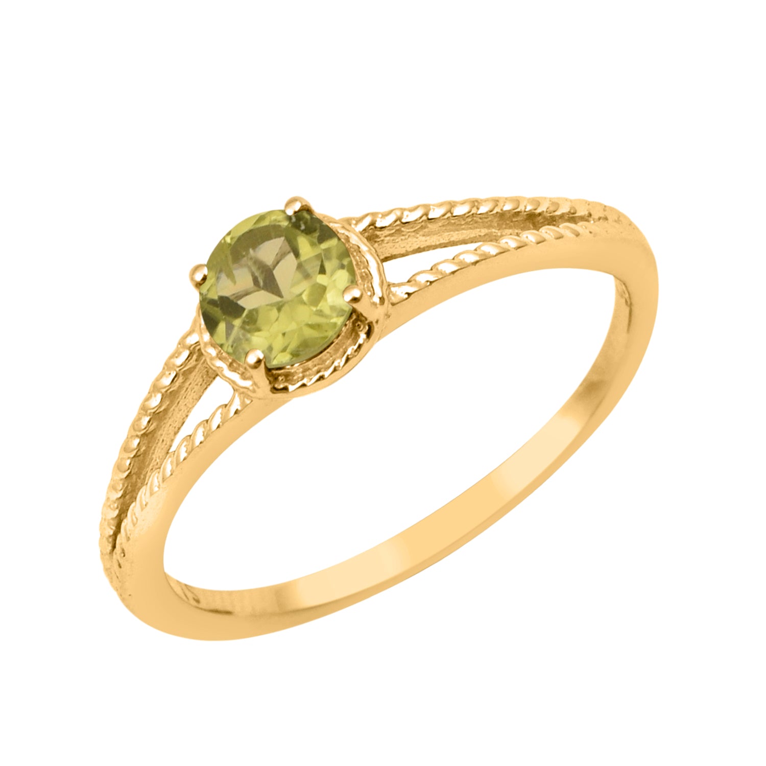Peridot Split Shank Ring -Sterling Silver