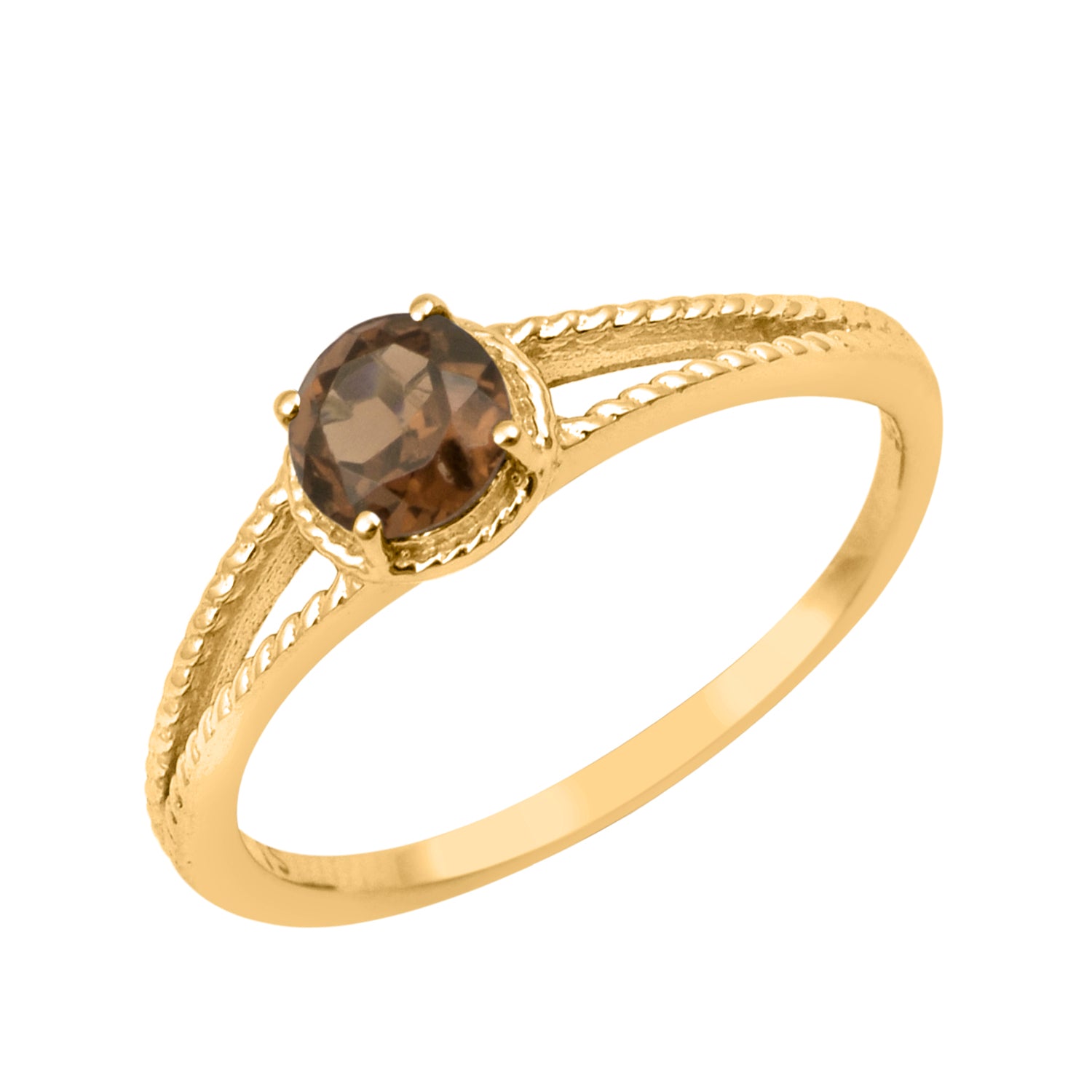 Smoky Quartz Split Shank Ring -Sterling Silver