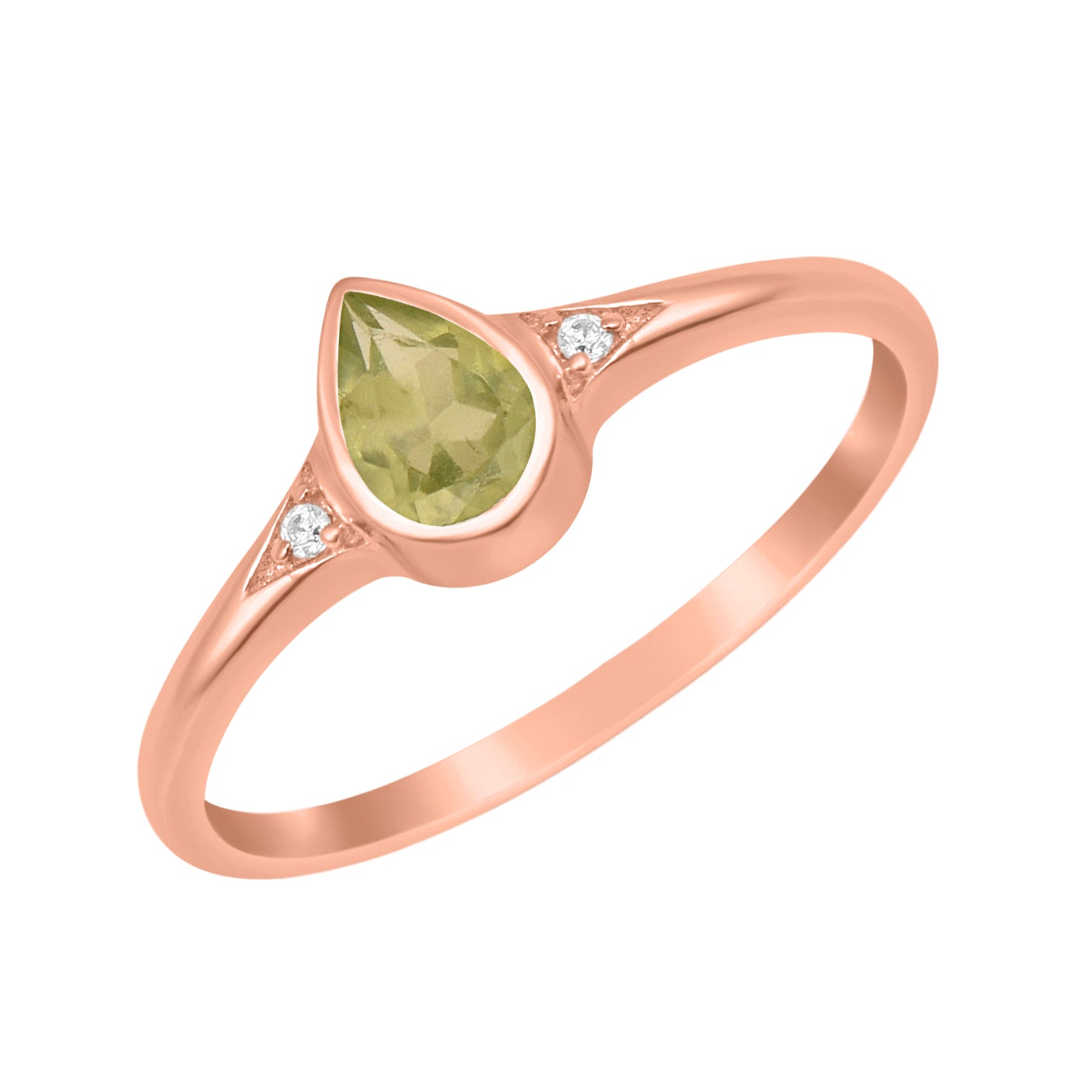 Peridot Solitaire Minimalist Ring - Sterling Silver
