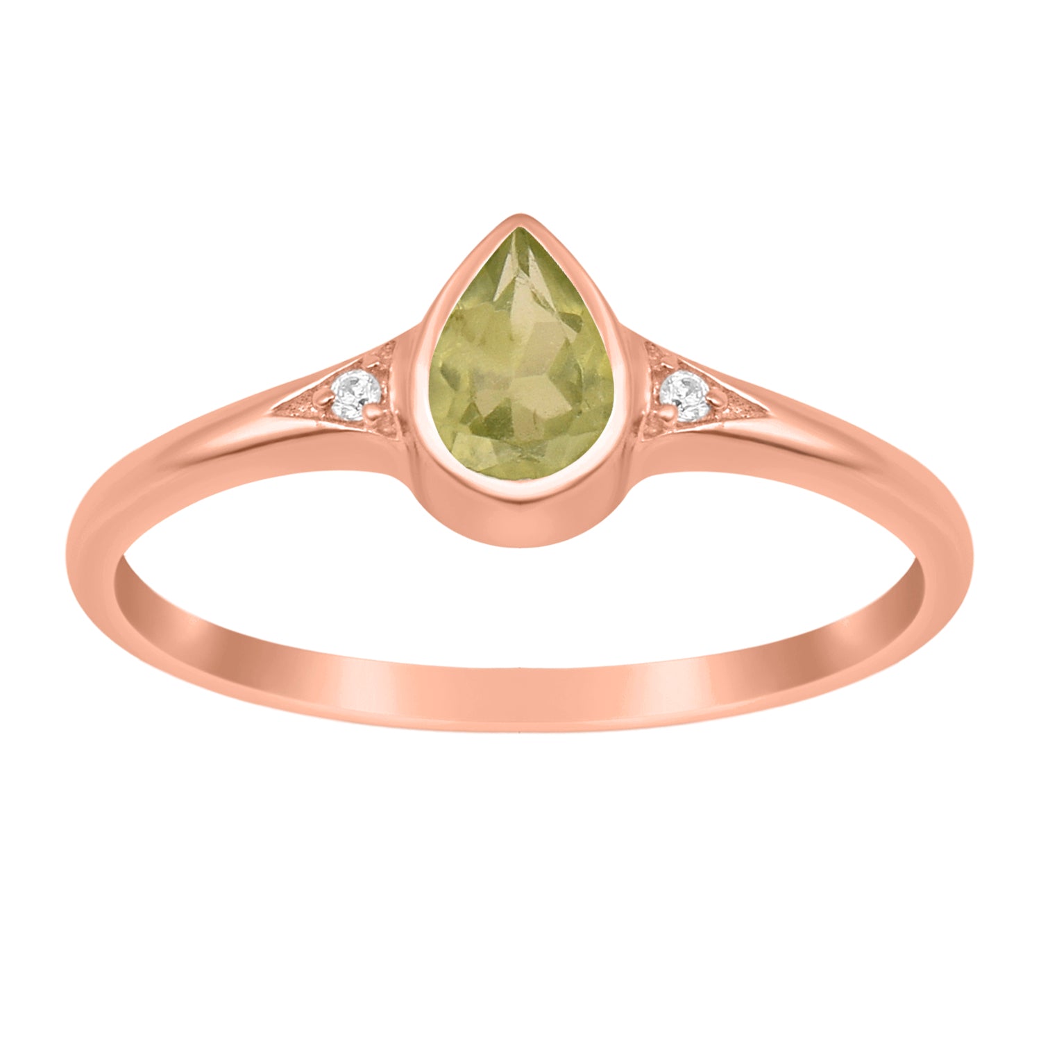 Peridot Solitaire Minimalist Ring - Sterling Silver