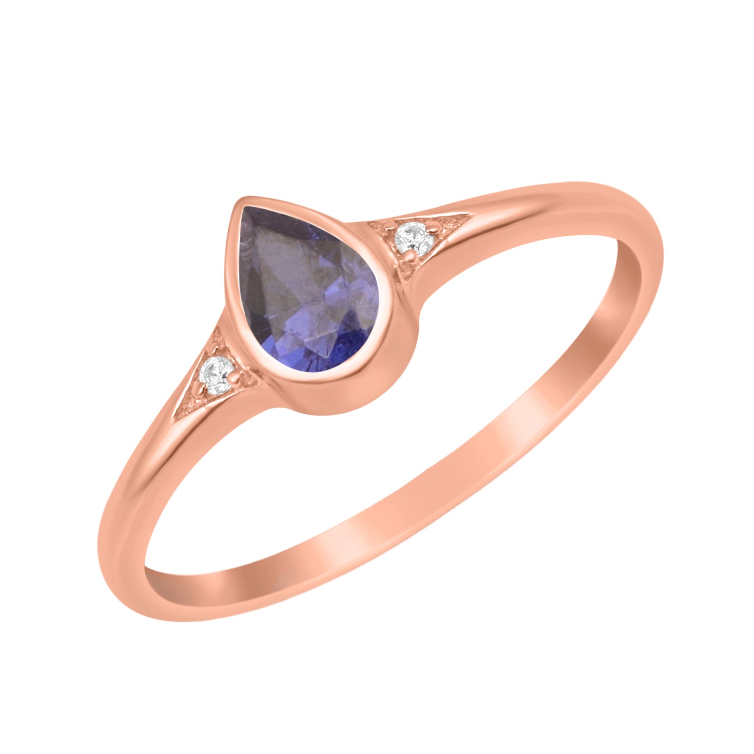 Tanzanite Solitaire Minimalist Ring - Sterling Silver