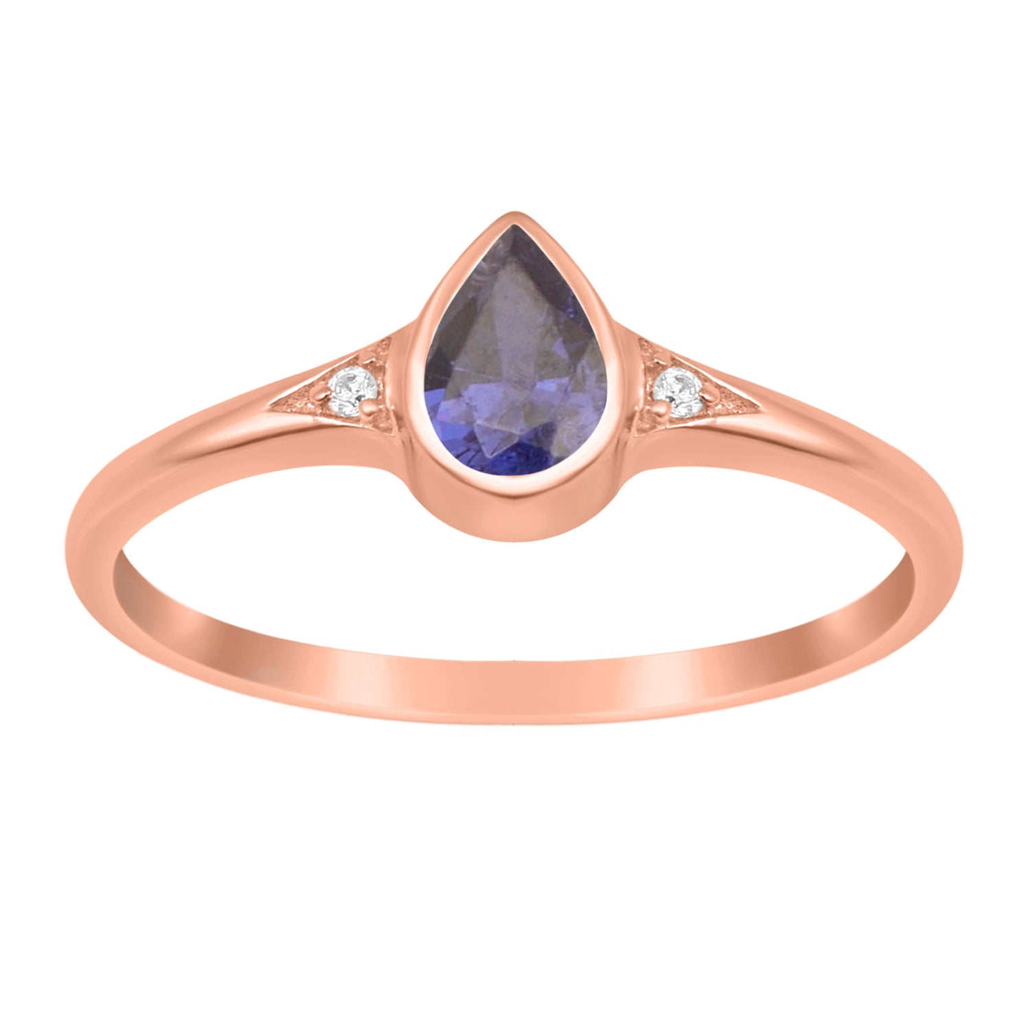 Tanzanite Solitaire Minimalist Ring - Sterling Silver