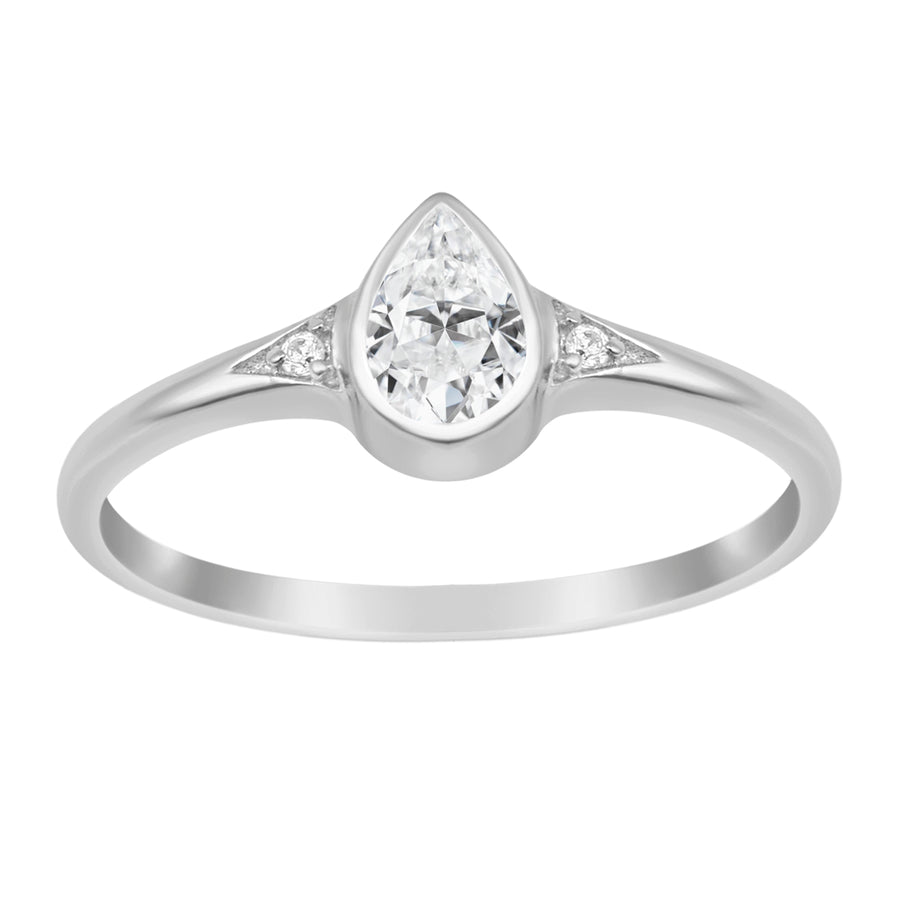 Moissanite Bezel & Accent Ring – Sterling Silver