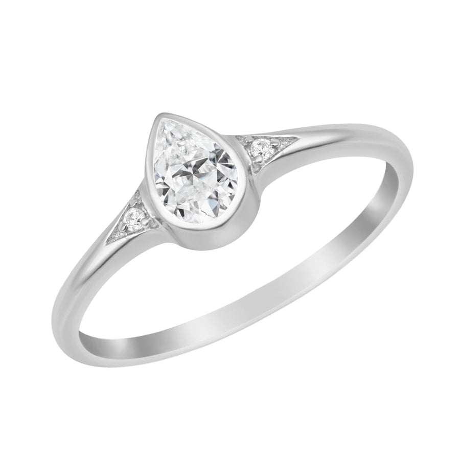 Moissanite Bezel & Accent Ring – Sterling Silver