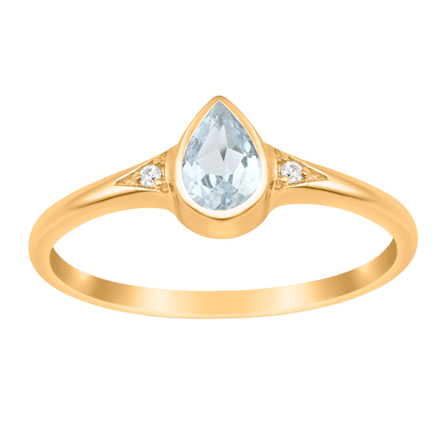 Aquamarine Solitaire Minimalist Ring - Sterling Silver