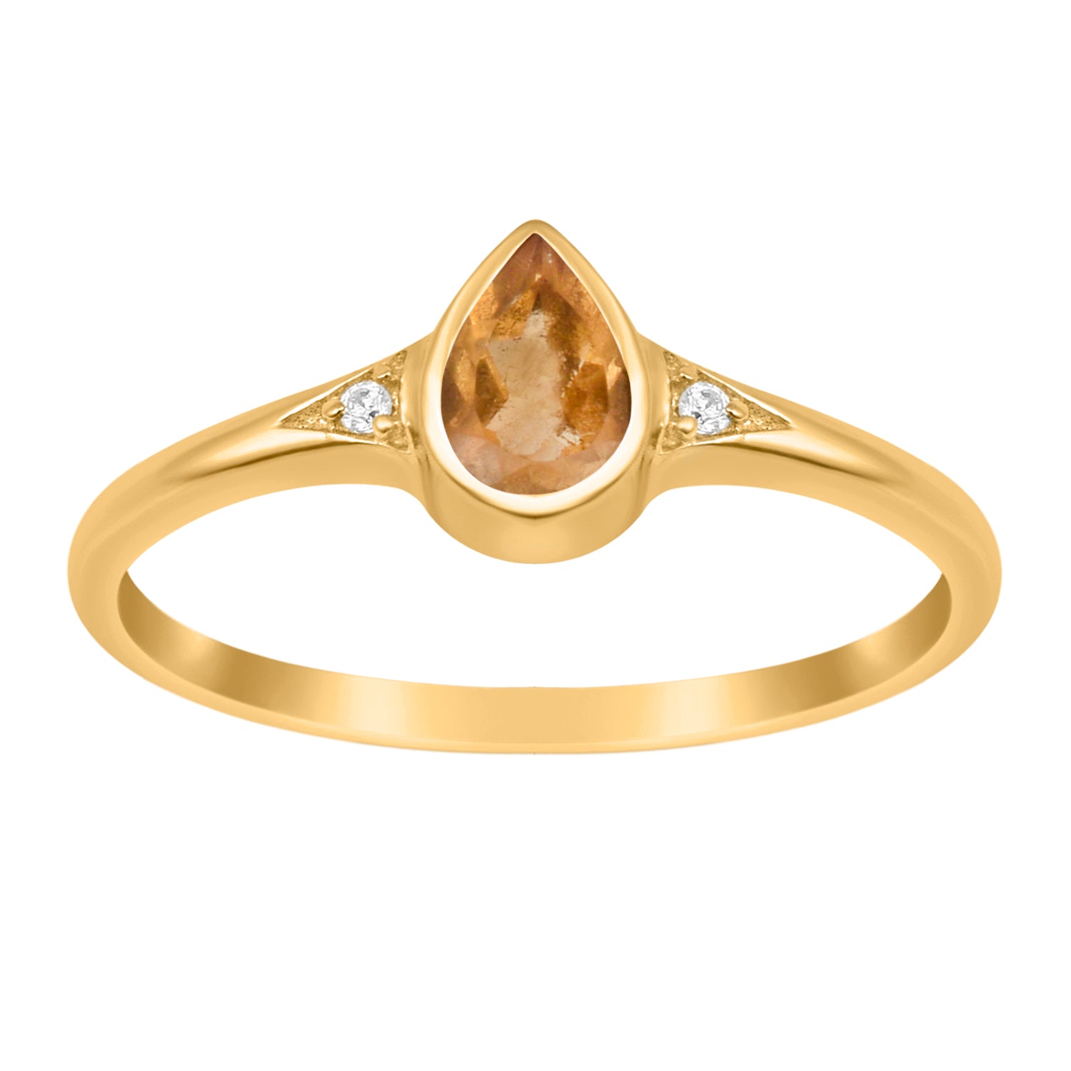 Citrine Solitaire Minimalist Ring - Sterling Silver