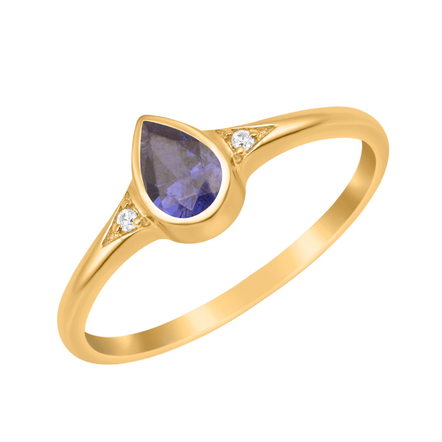 Tanzanite Solitaire Minimalist Ring - Sterling Silver