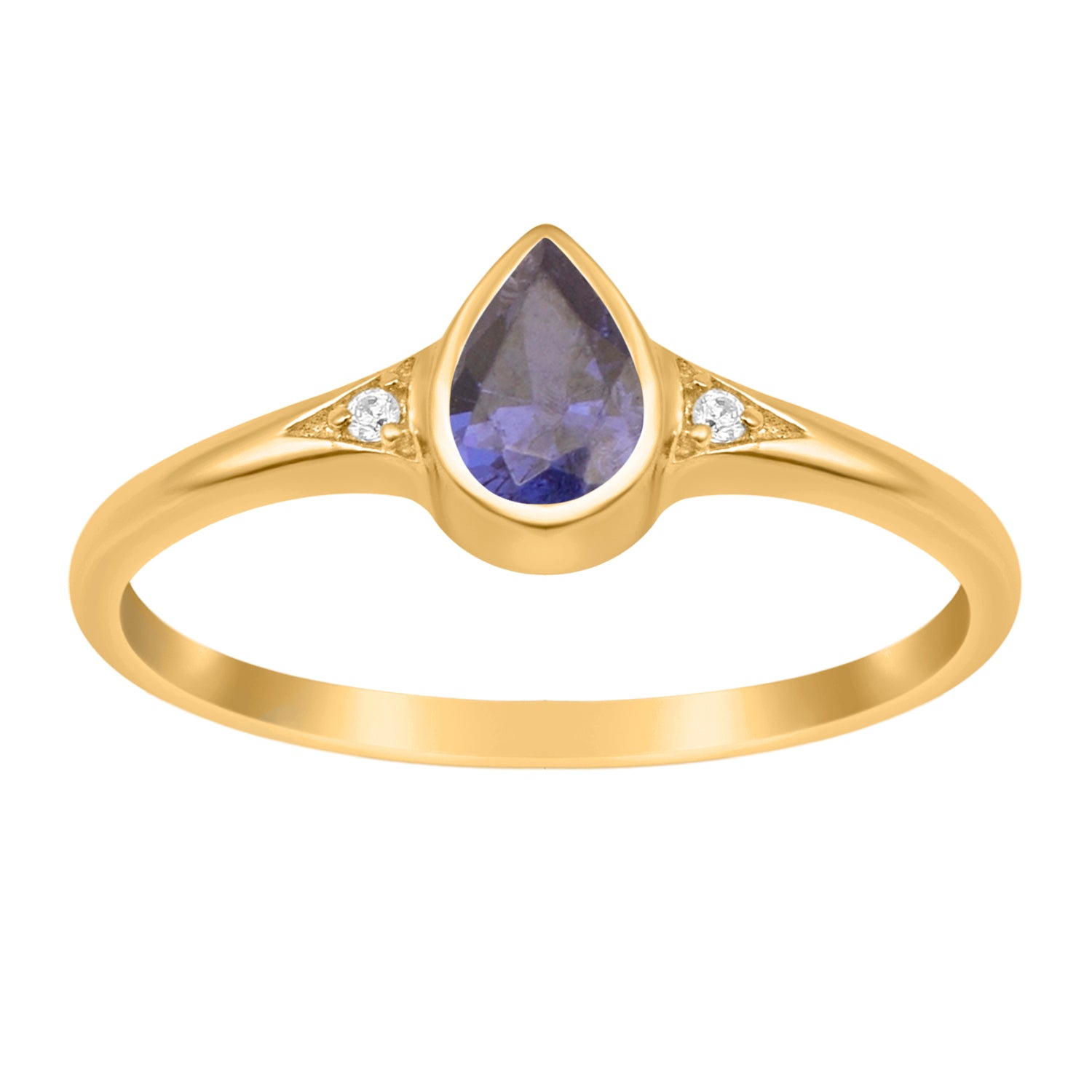Tanzanite Solitaire Minimalist Ring - Sterling Silver