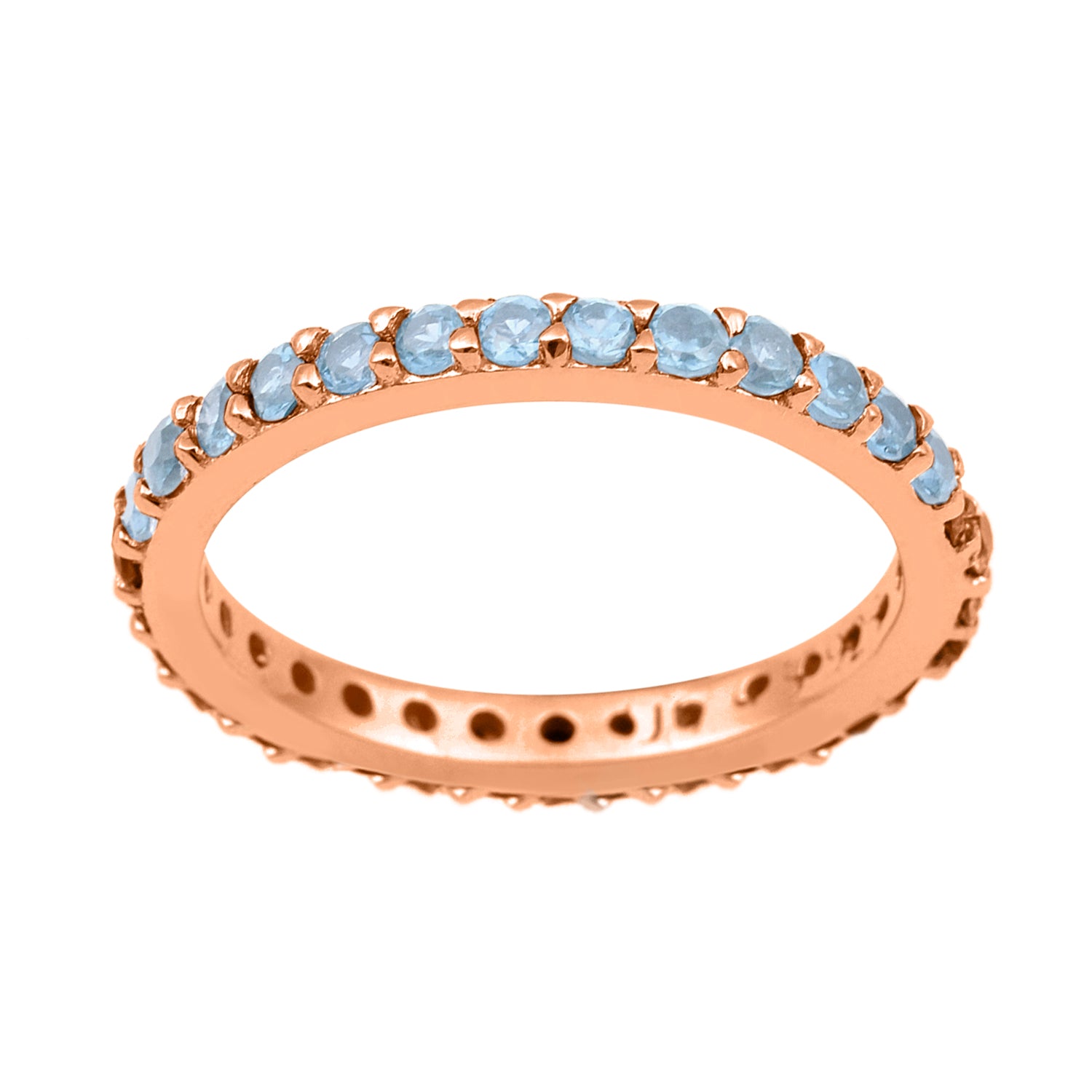 Aquamarine Full Eternity Ring - Sterling Silver