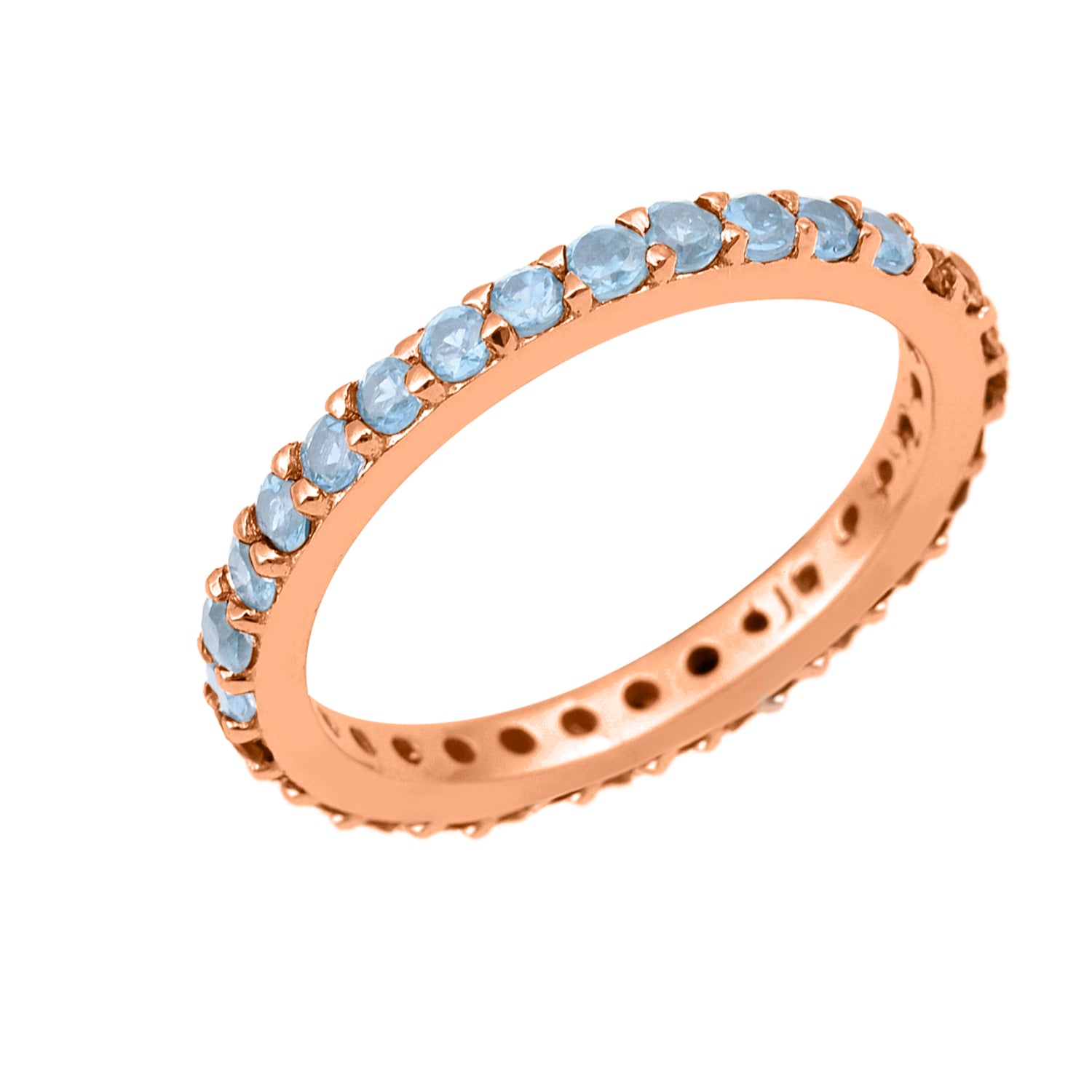 Aquamarine Full Eternity Ring - Sterling Silver