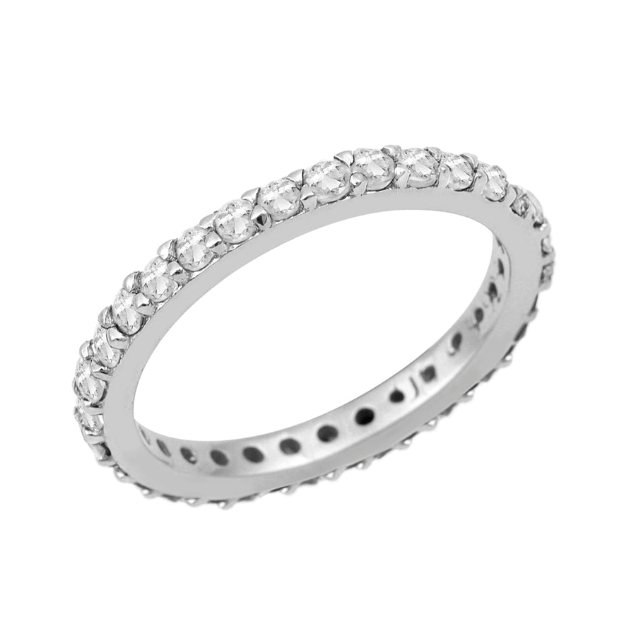Moissanite Eternity Band Stackable Ring – Sterling Silver