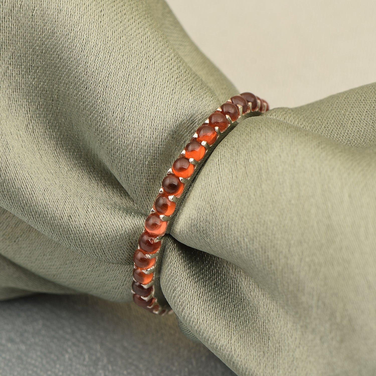 Eternity Band 925 Sterling Silver Round 2 MM Garnet Ring - Kimaya INC