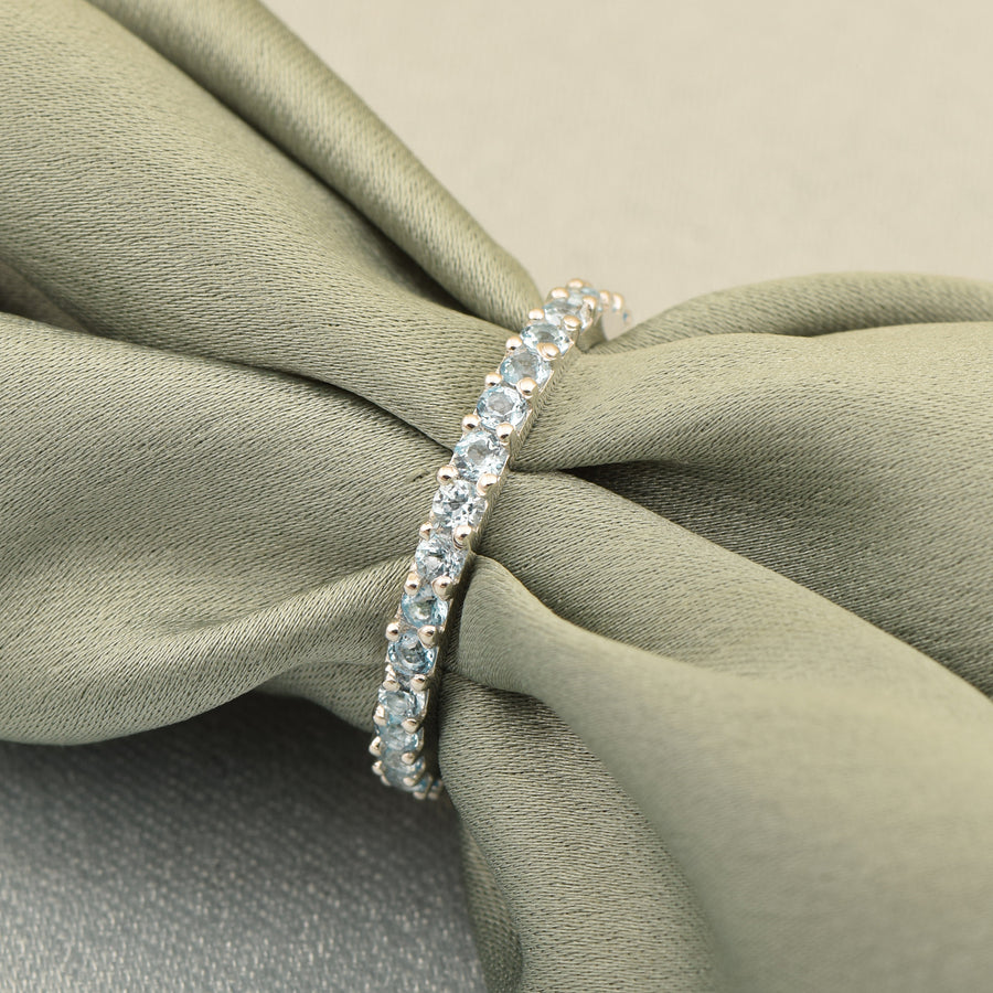 Swiss Blue Topaz Full Eternity Ring - Sterling Silver