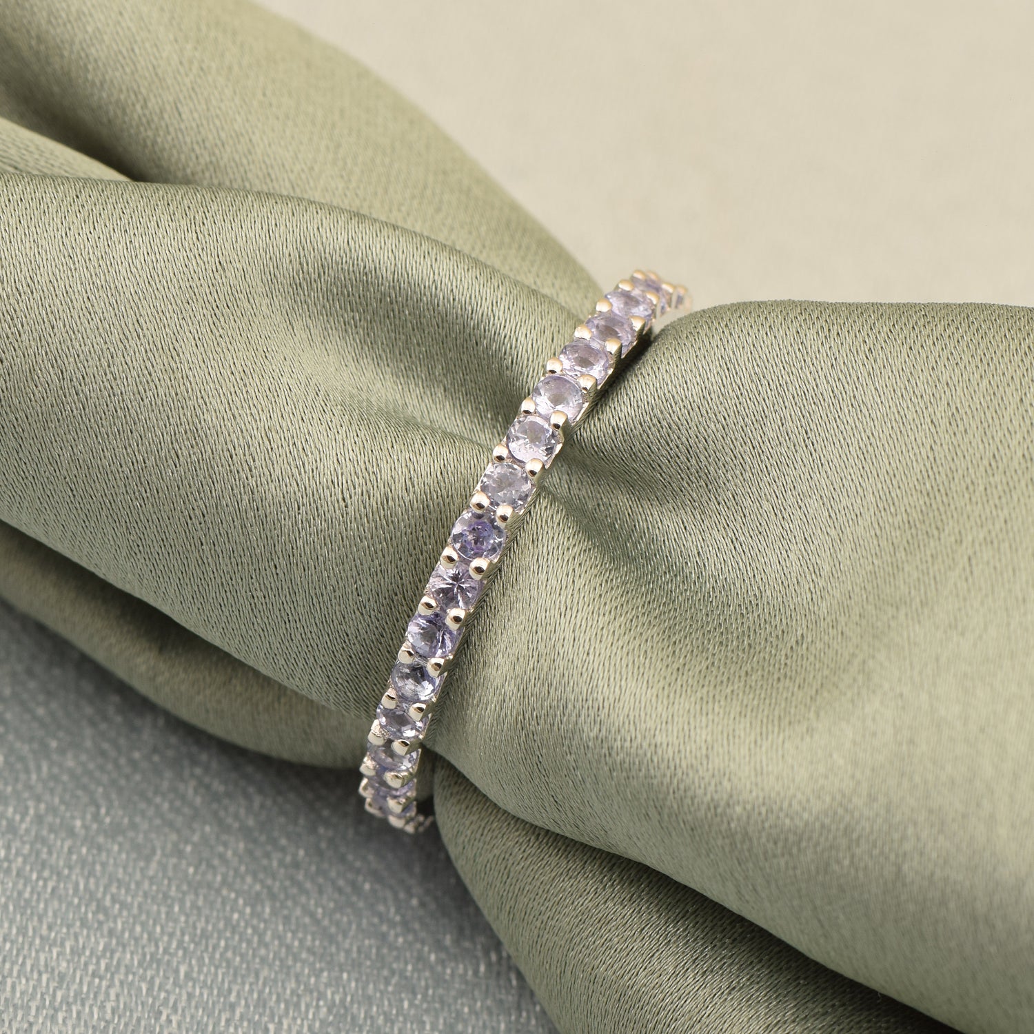 Eternity Band 925 Sterling Silver Round 2 MM Tanzanite Ring - Kimaya INC