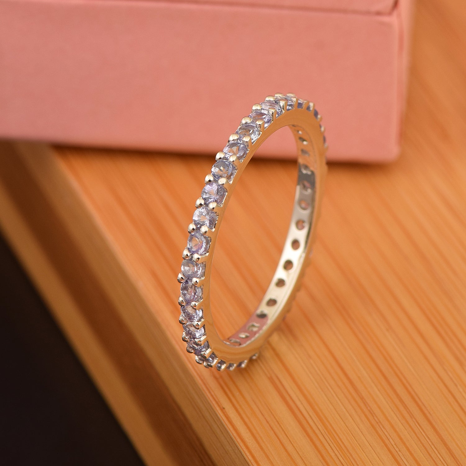 Eternity Band 925 Sterling Silver Round 2 MM Tanzanite Ring - Kimaya INC
