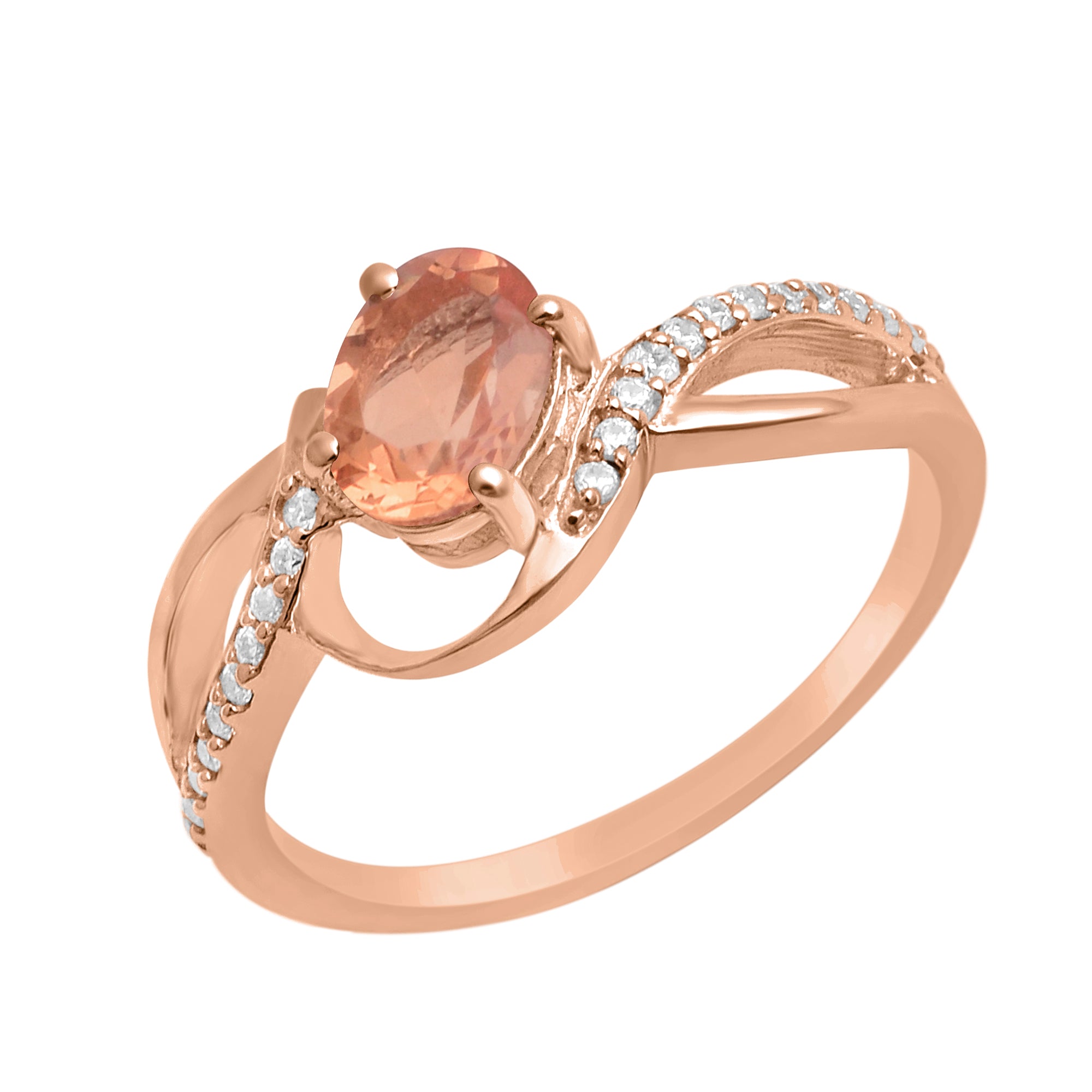 Citrine Solitaire Split Shank Ring - Sterling Silver