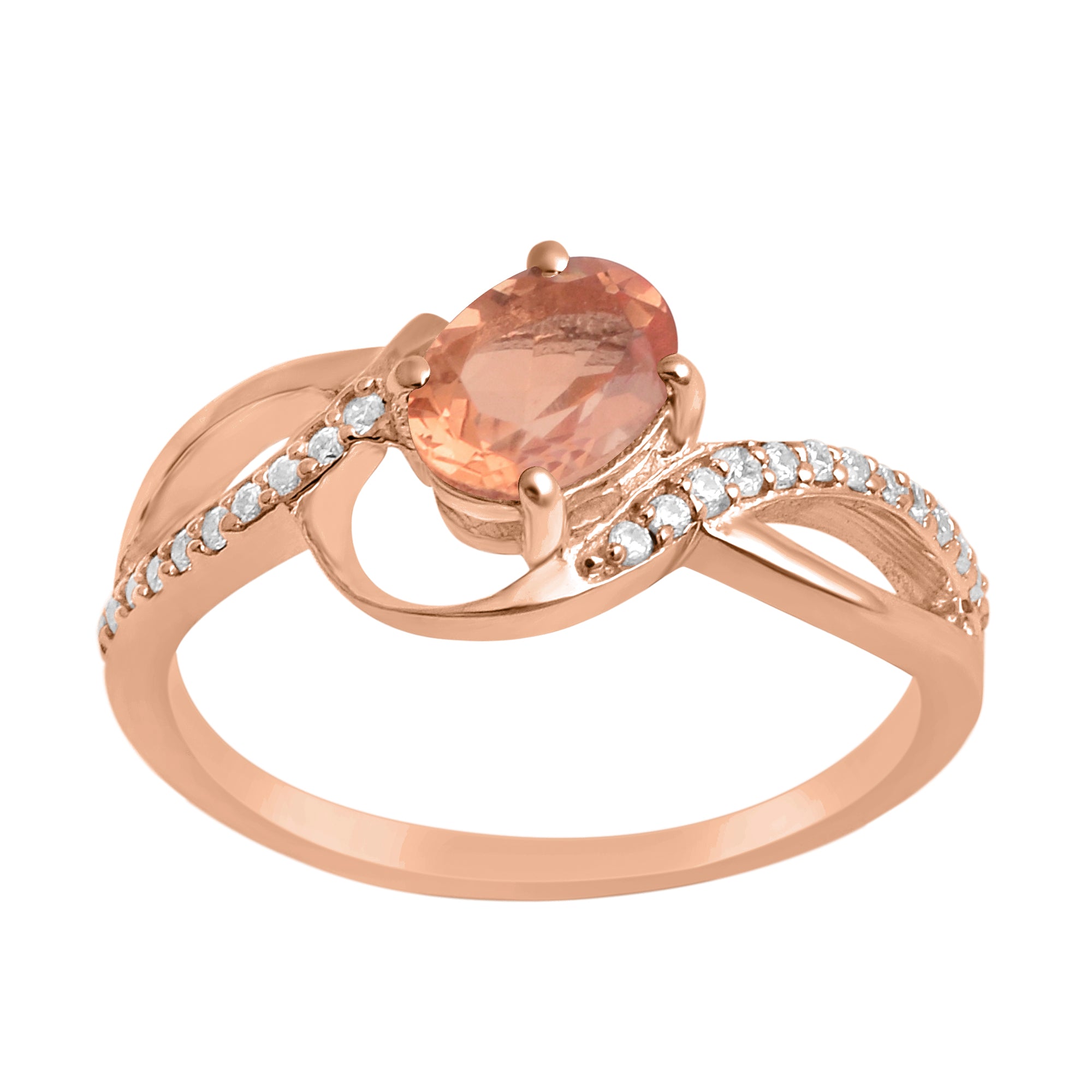 Citrine Solitaire Split Shank Ring - Sterling Silver