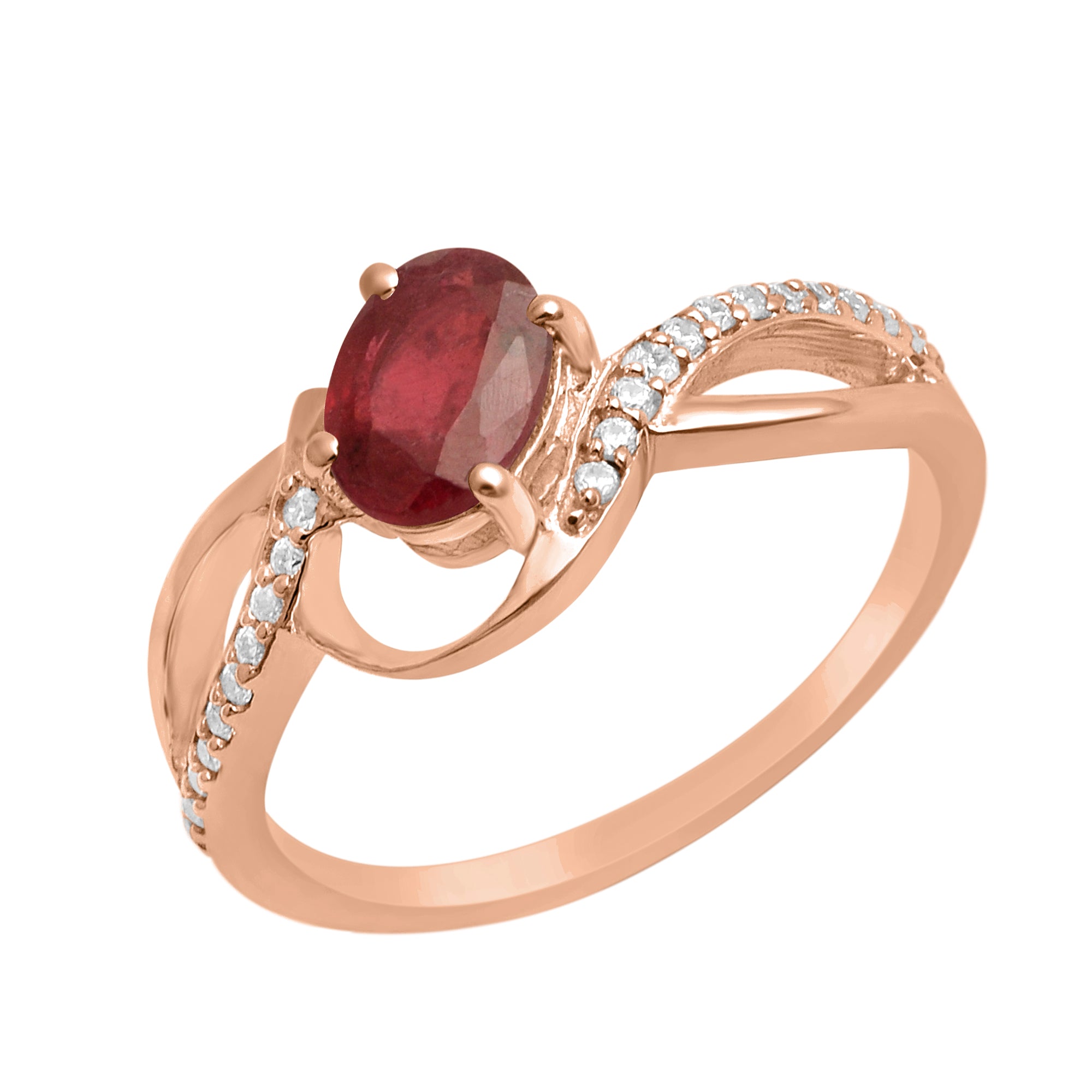 Ruby Solitaire Split Shank Ring - Sterling Silver