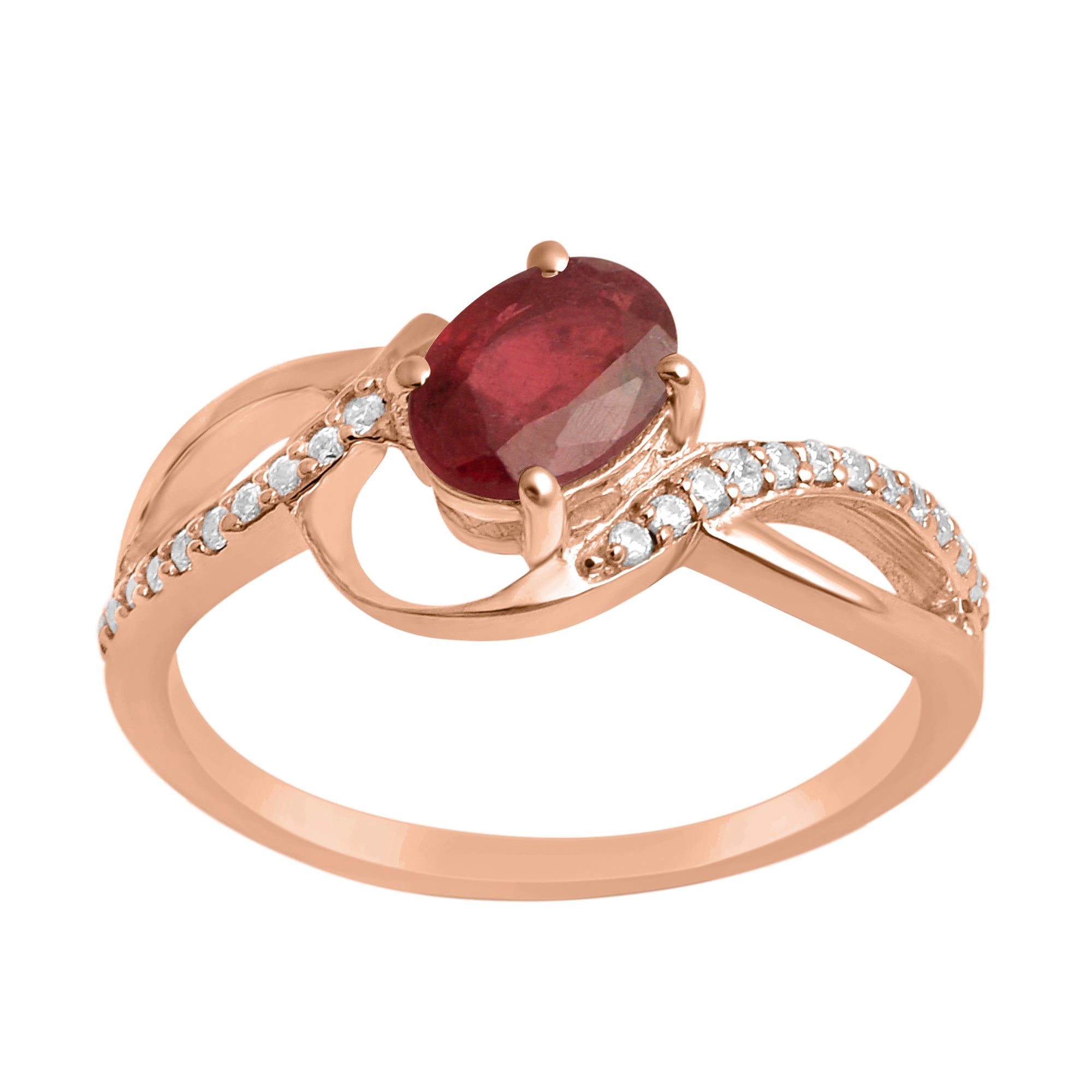 Ruby Solitaire Split Shank Ring - Sterling Silver