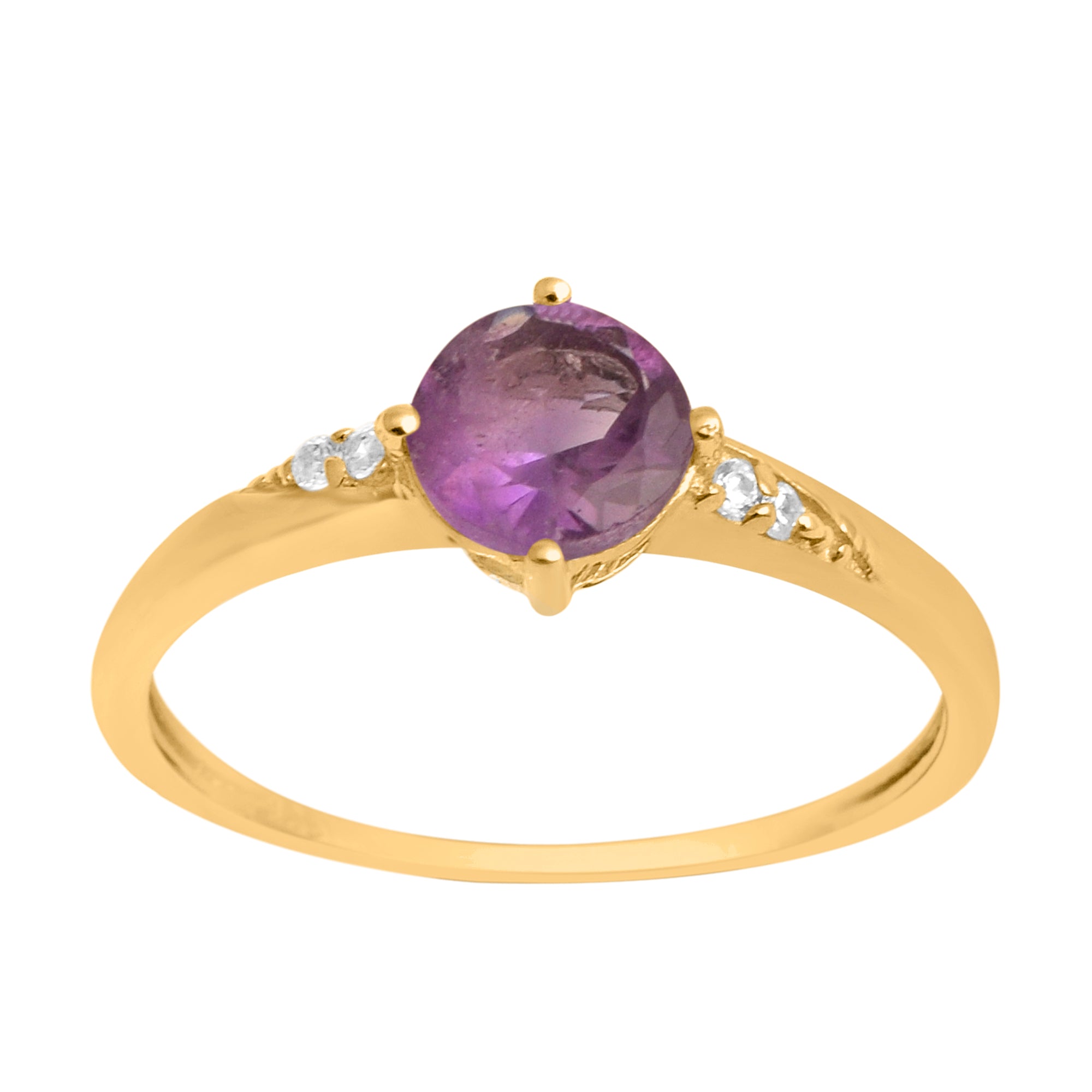 Amethyst Solitaire Wedding Ring -Sterling Silver