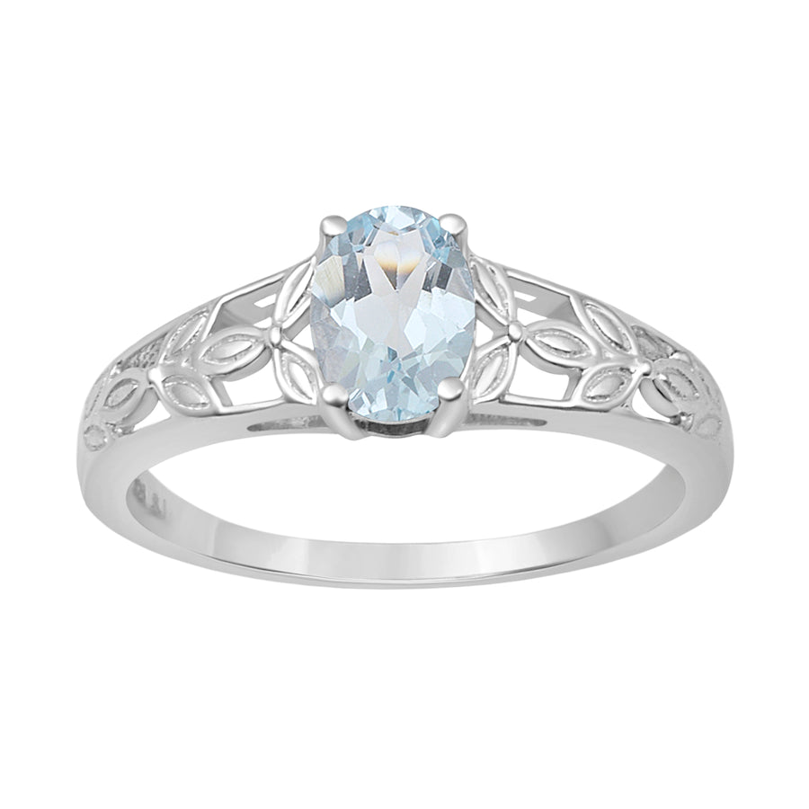 Aquamarine Filigree Ring -Sterling Silver