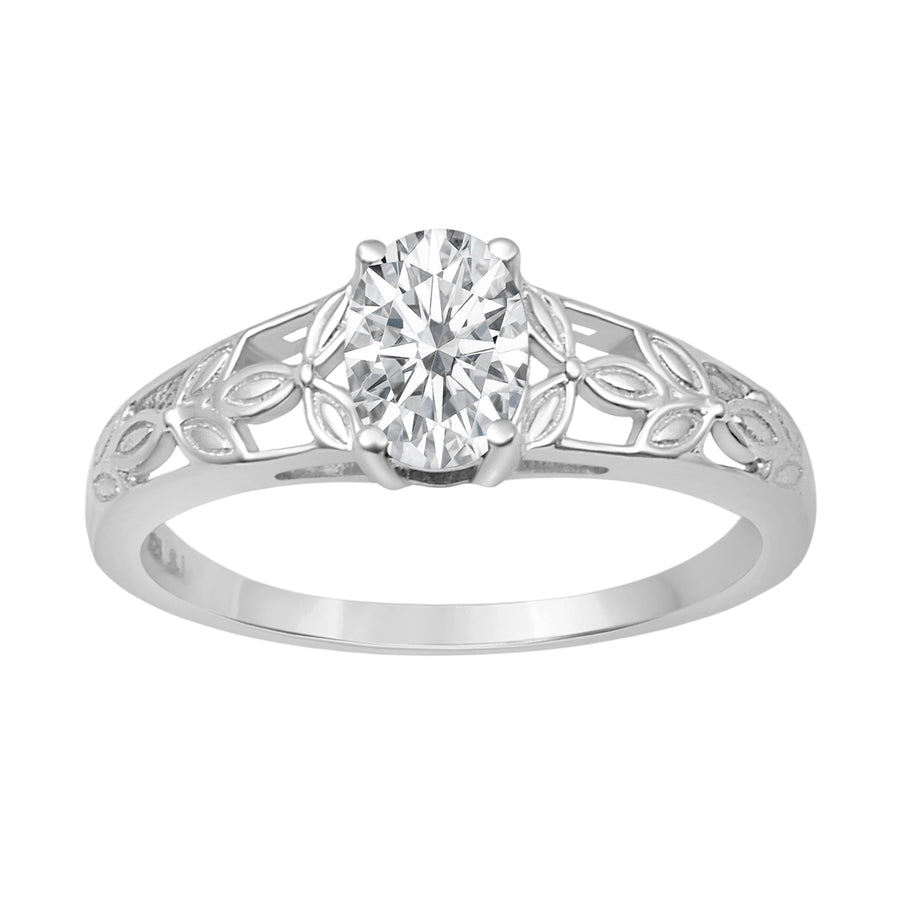 Moissanite Vintage Filigree Ring – Sterling Silver