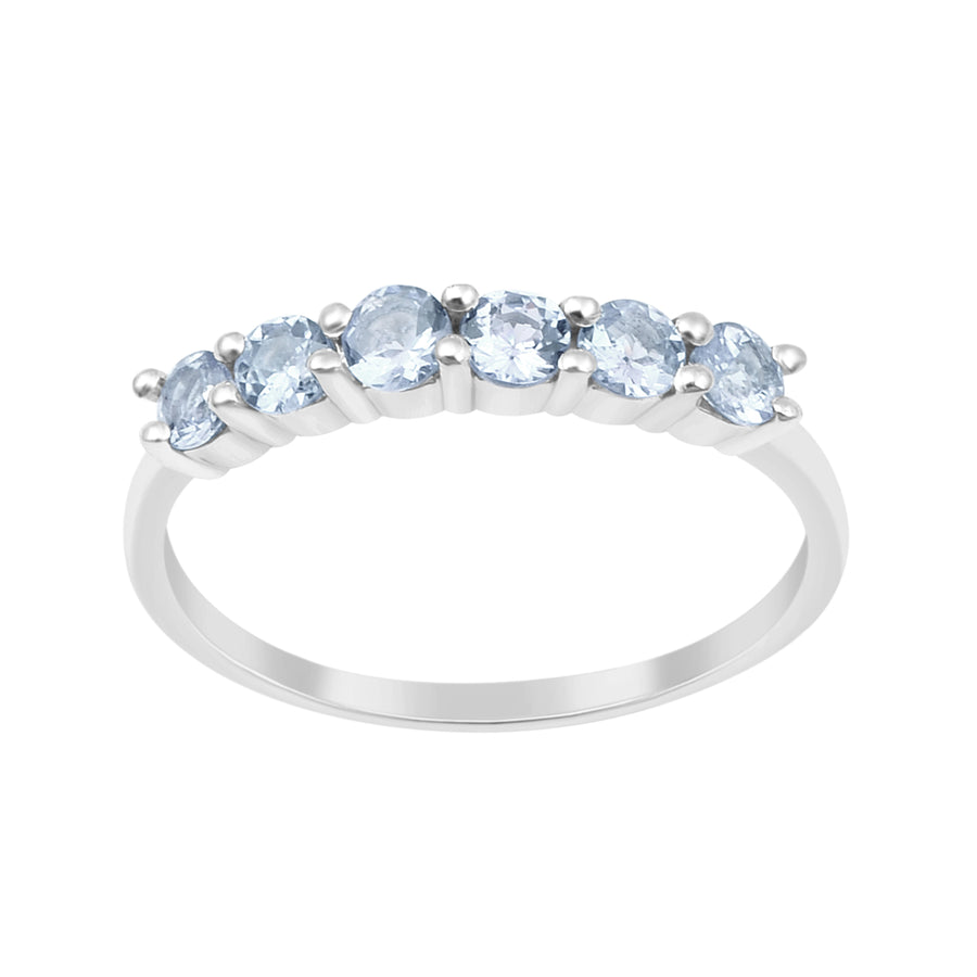 Aquamarine Classic Stackable Eternity Ring -Sterling Silver