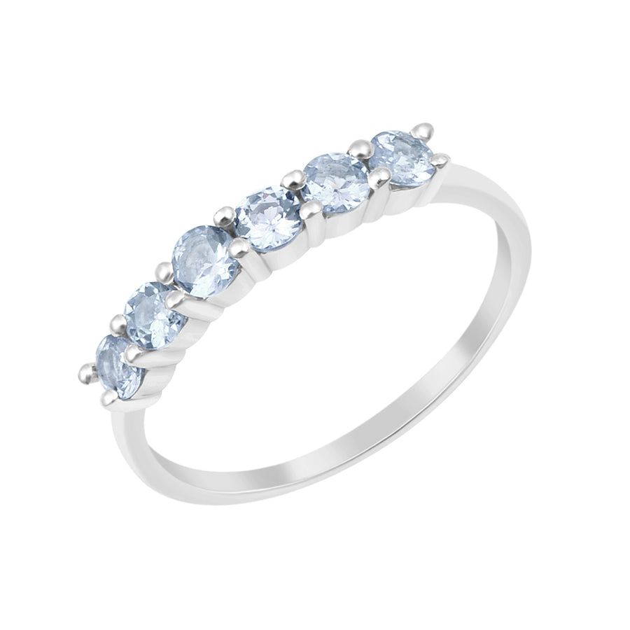 Aquamarine Classic Stackable Eternity Ring -Sterling Silver