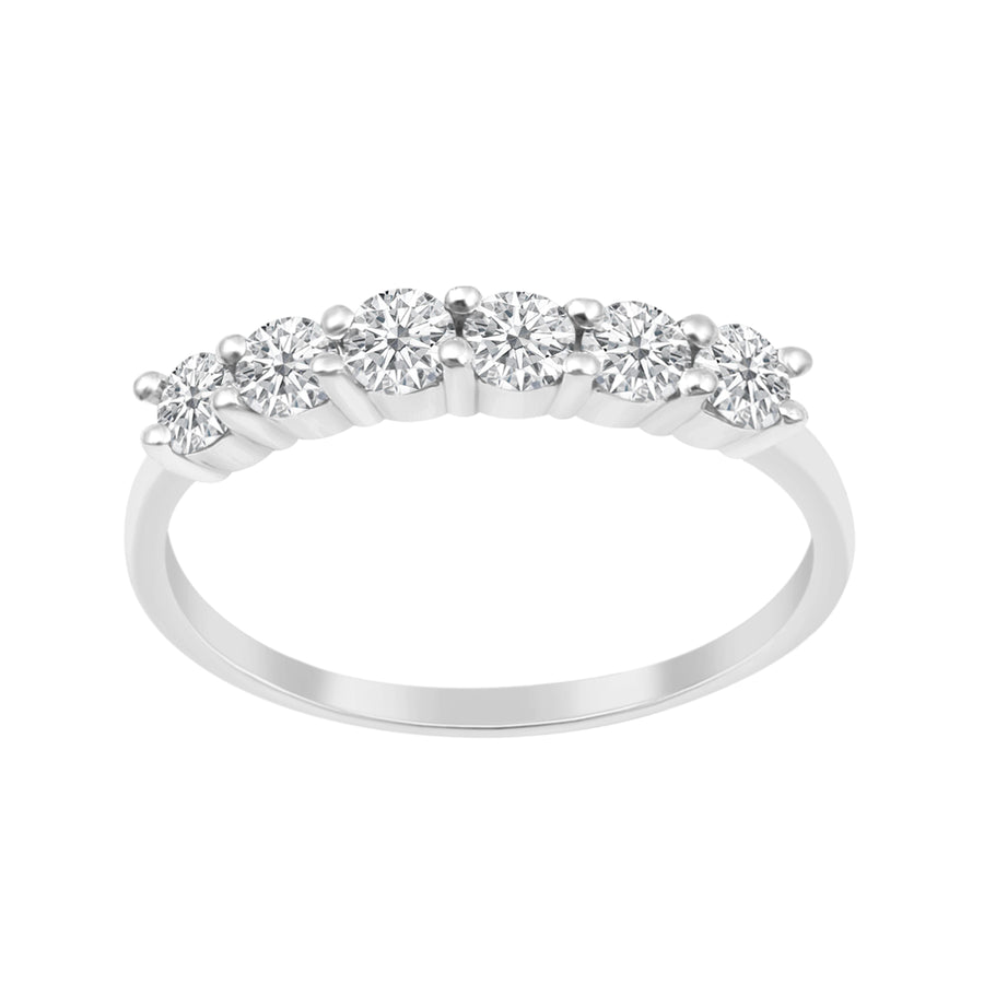 Moissanite Seven Stone Band Ring - Sterling Silver