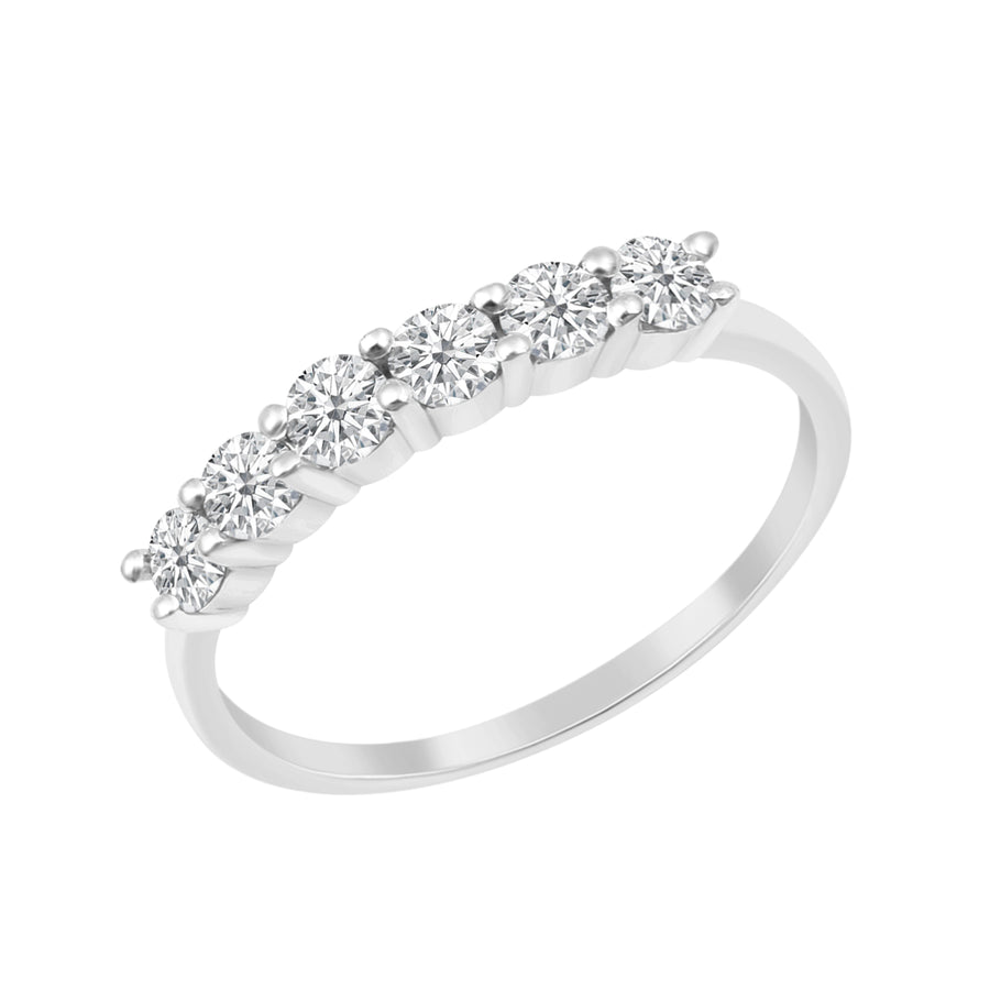 Moissanite Seven Stone Band Ring - Sterling Silver
