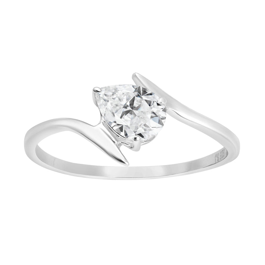Moissanite  Bypass Solitaire Ring – Sterling Silver