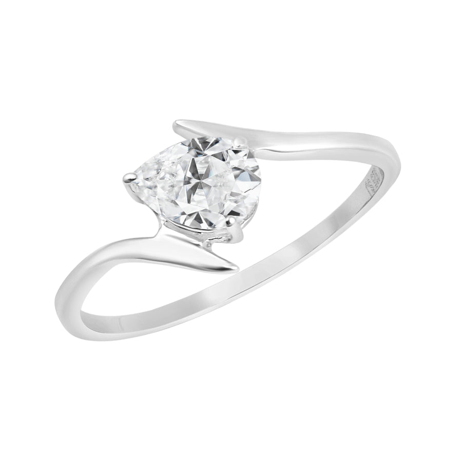 Moissanite  Bypass Solitaire Ring – Sterling Silver