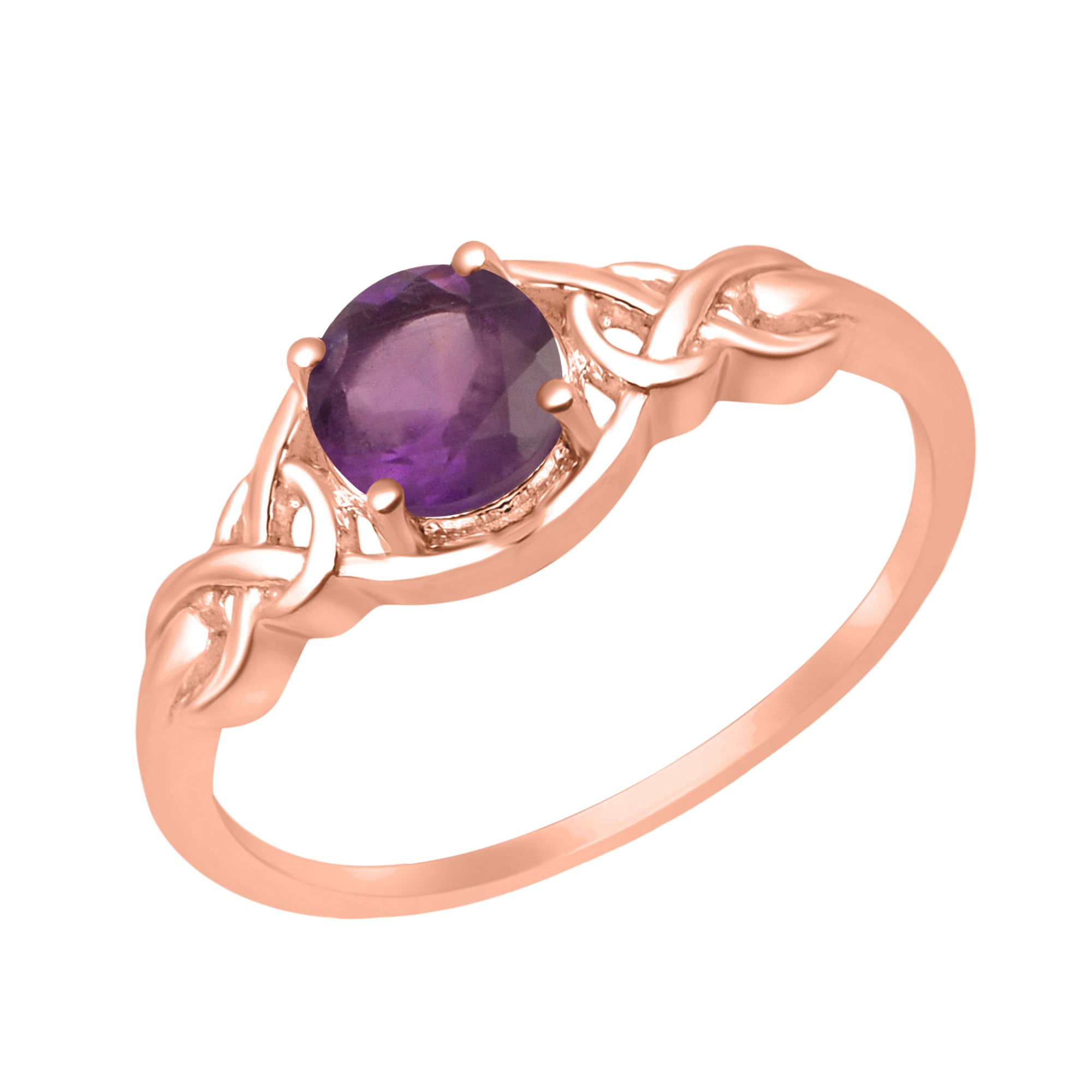 Amethyst Solitaire Celtic Knot Ring -Sterling Silver
