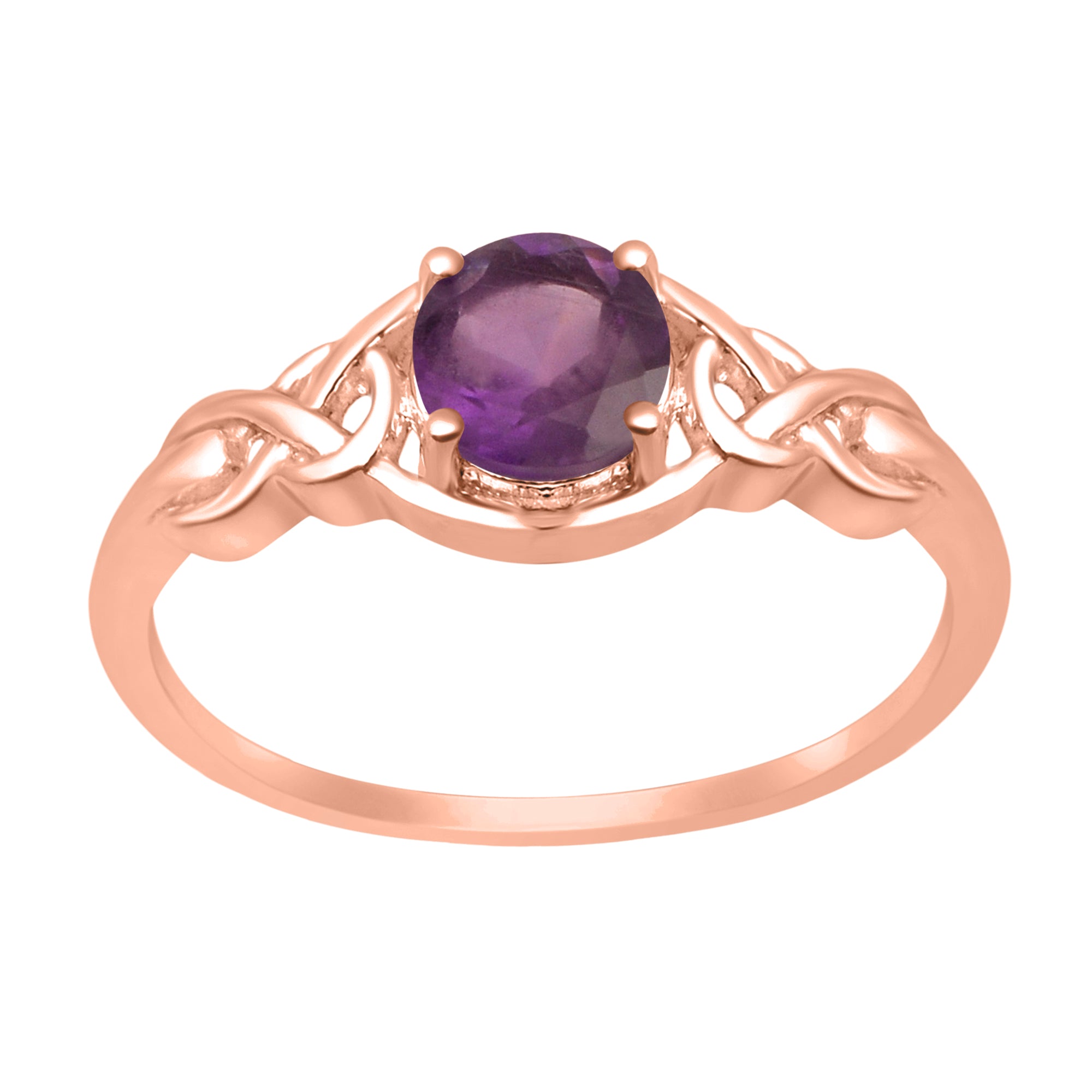 Amethyst Solitaire Celtic Knot Ring -Sterling Silver