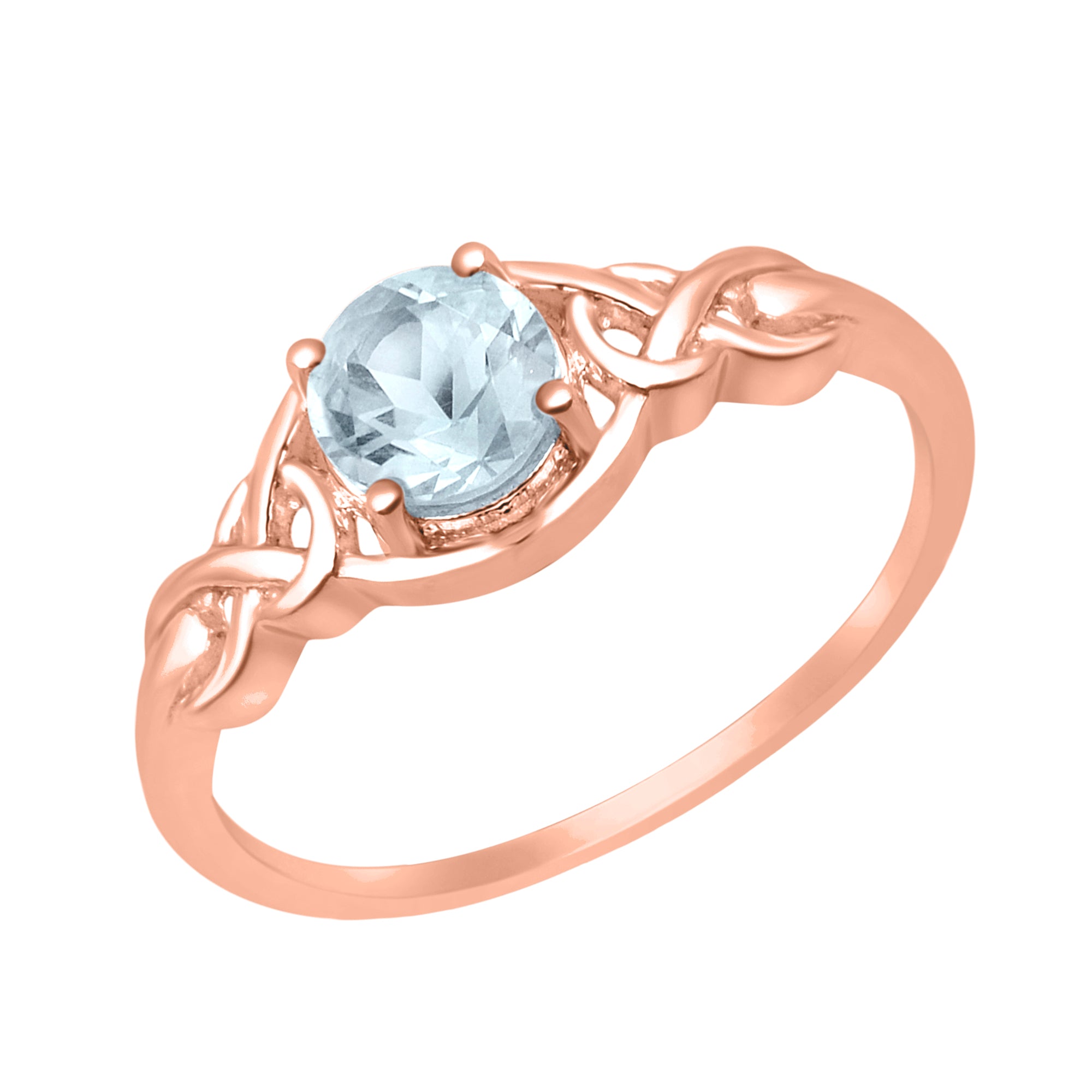 Blue Topaz Solitaire Celtic Knot Ring -Sterling Silver