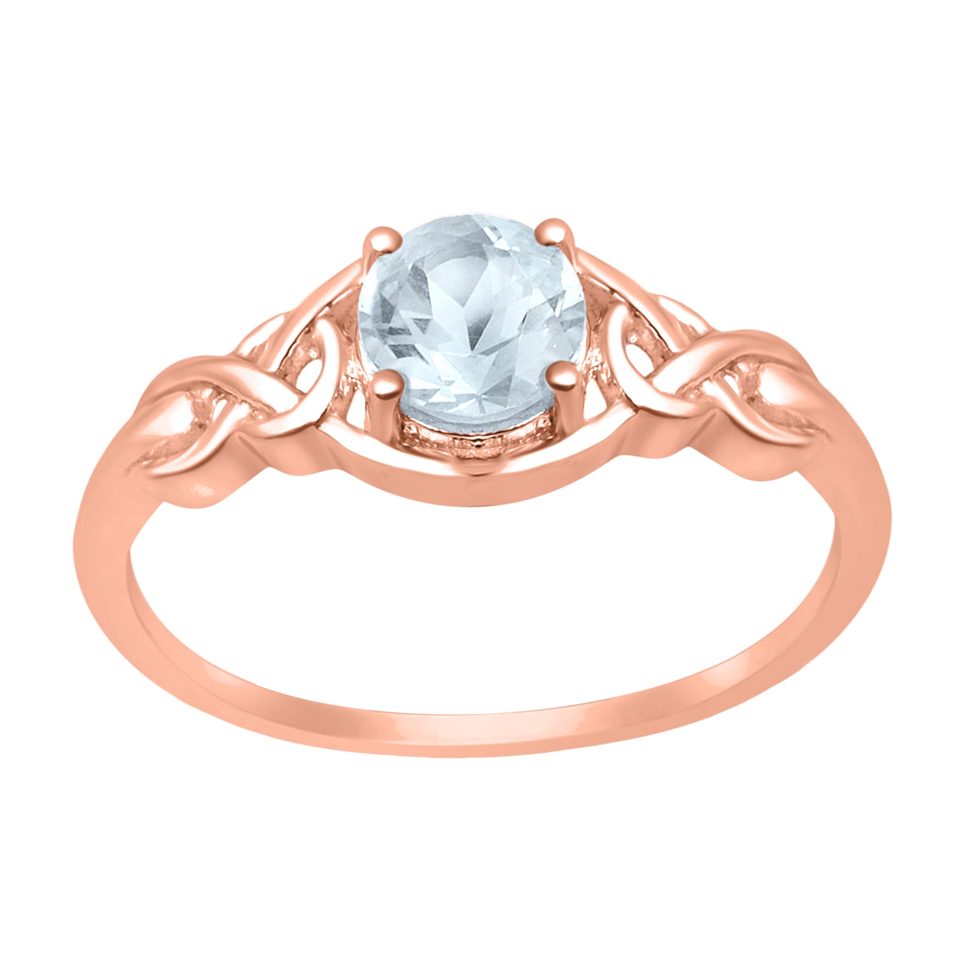 Blue Topaz Solitaire Celtic Knot Ring -Sterling Silver