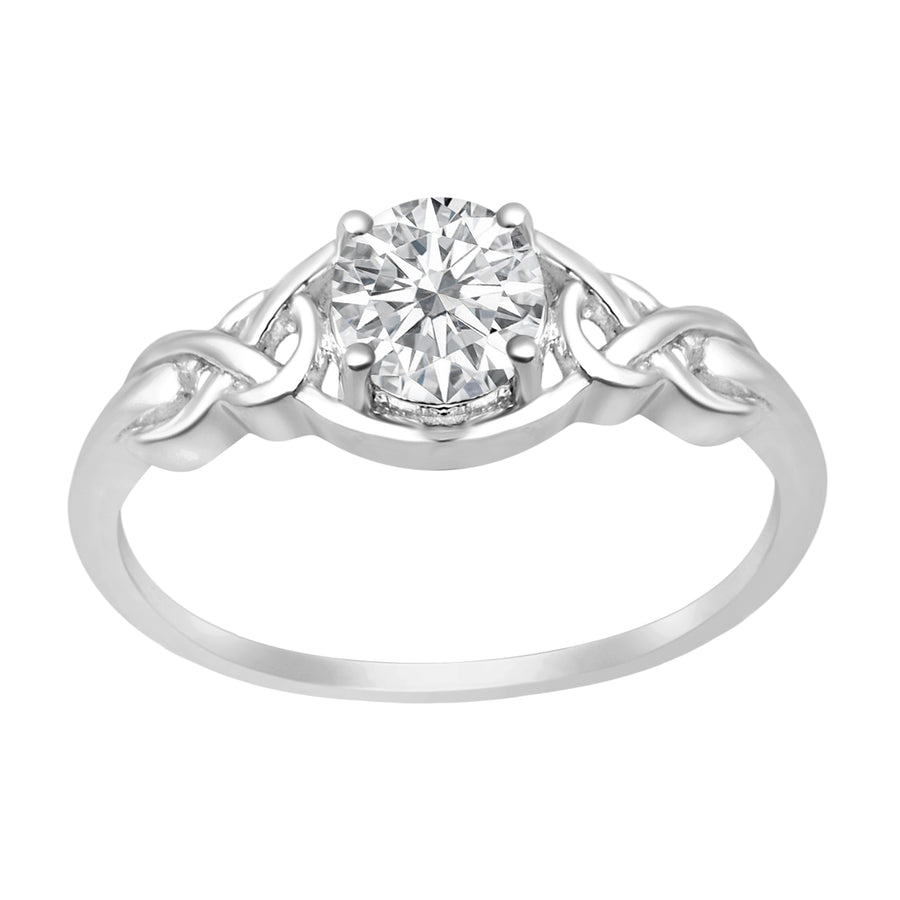 Moissanite Celtic Knot Ring – Sterling Silver