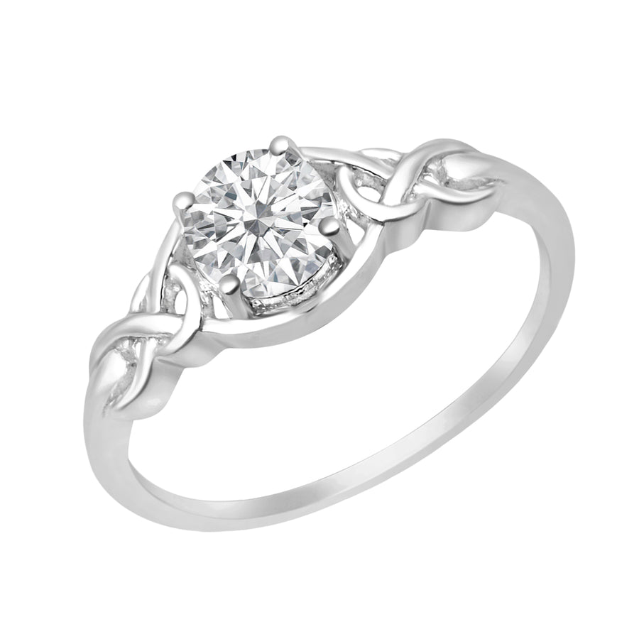 Moissanite Celtic Knot Ring – Sterling Silver