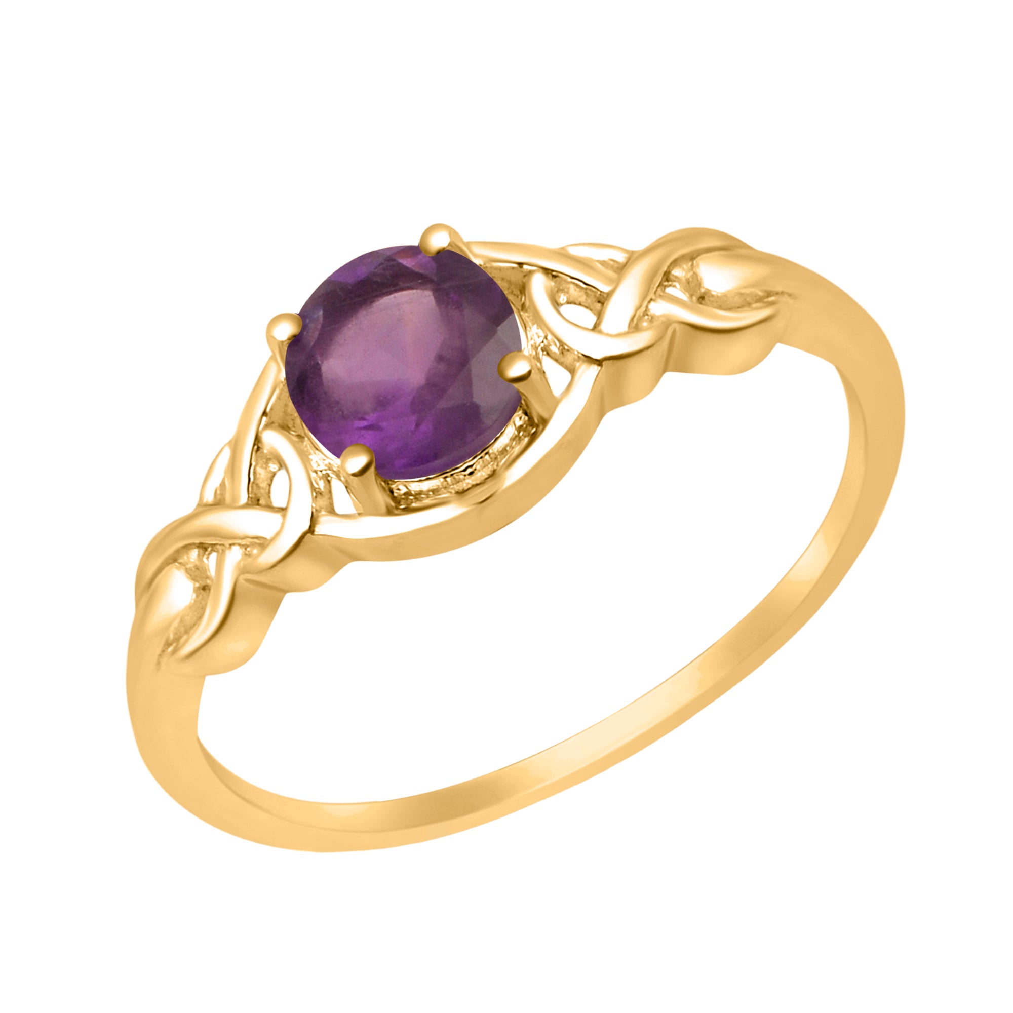 Amethyst Solitaire Celtic Knot Ring -Sterling Silver