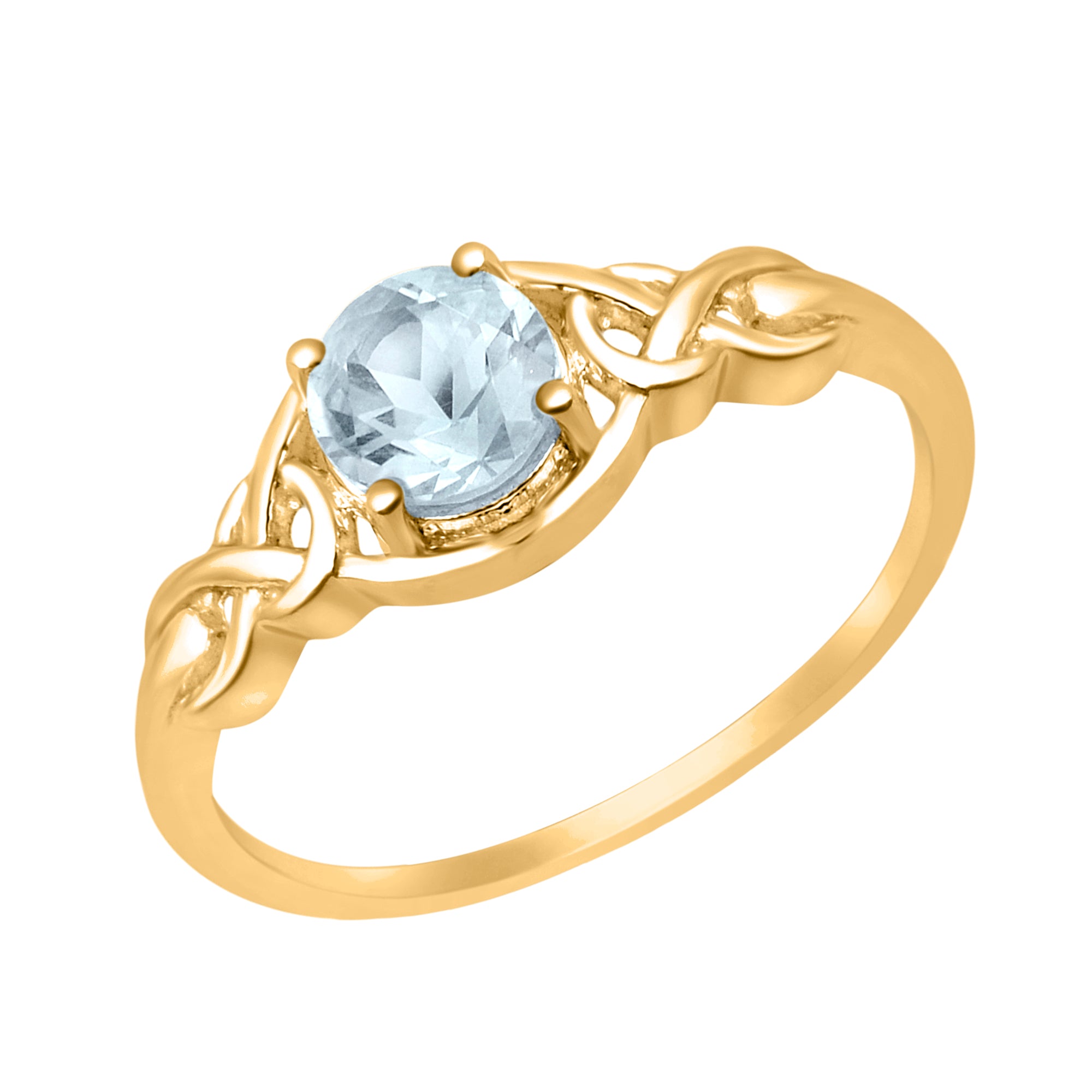 Blue Topaz Solitaire Celtic Knot Ring -Sterling Silver