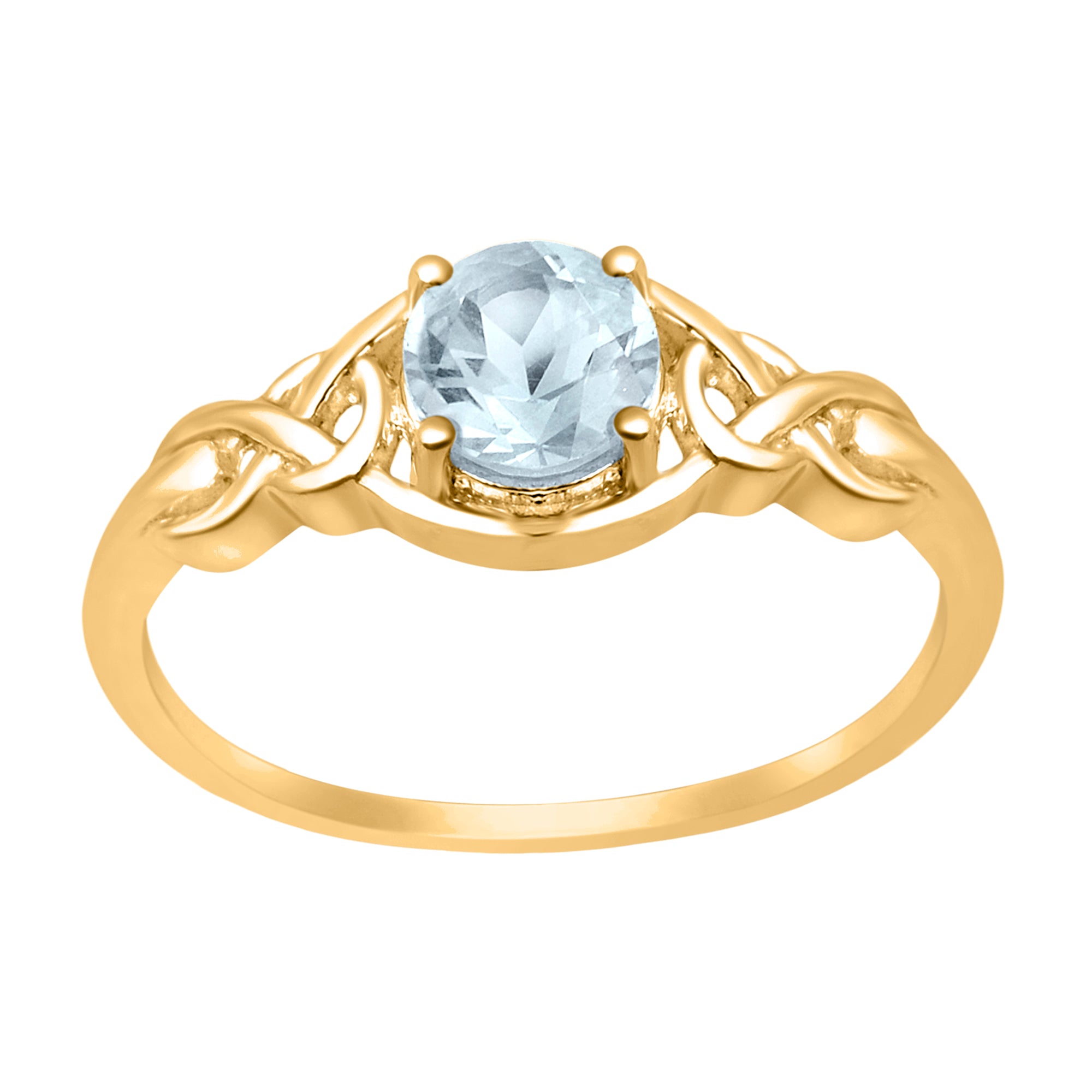 Blue Topaz Solitaire Celtic Knot Ring -Sterling Silver