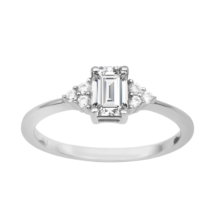 Moissanite Cluster Vintage Ring – Sterling Silver