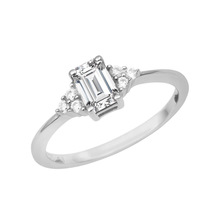 Moissanite Cluster Vintage Ring – Sterling Silver