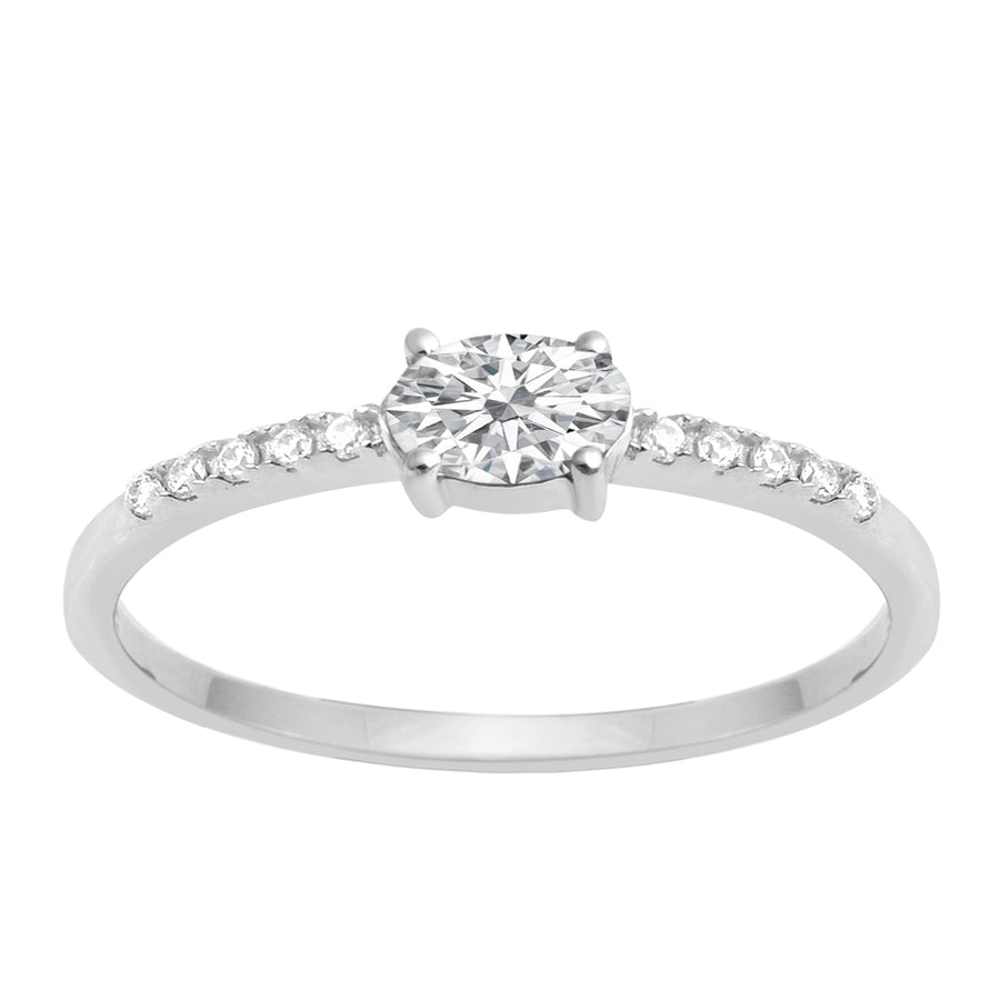 Moissanite Classic Pave Band Ring – Sterling Silver