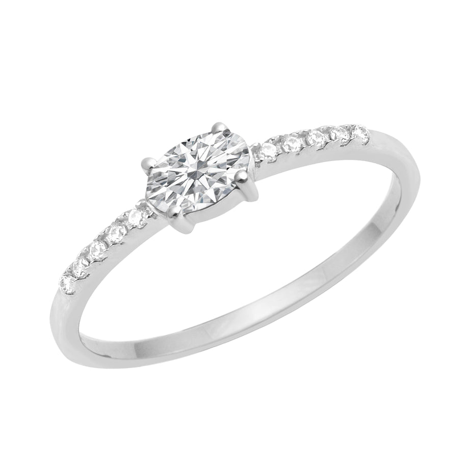 Moissanite Classic Pave Band Ring – Sterling Silver